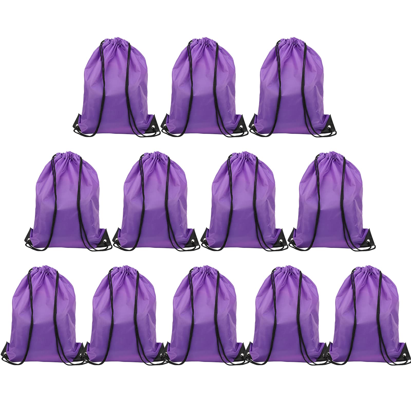 12 Pack Purple Drawstring Bags - 13x17 Inch Polyester Sports Cinch Sacks for Gym, Travel & Party Favors | Bulk Storage Backpacks for Men & Women | Perfect for Workouts, Beach Trips & Gift Giving