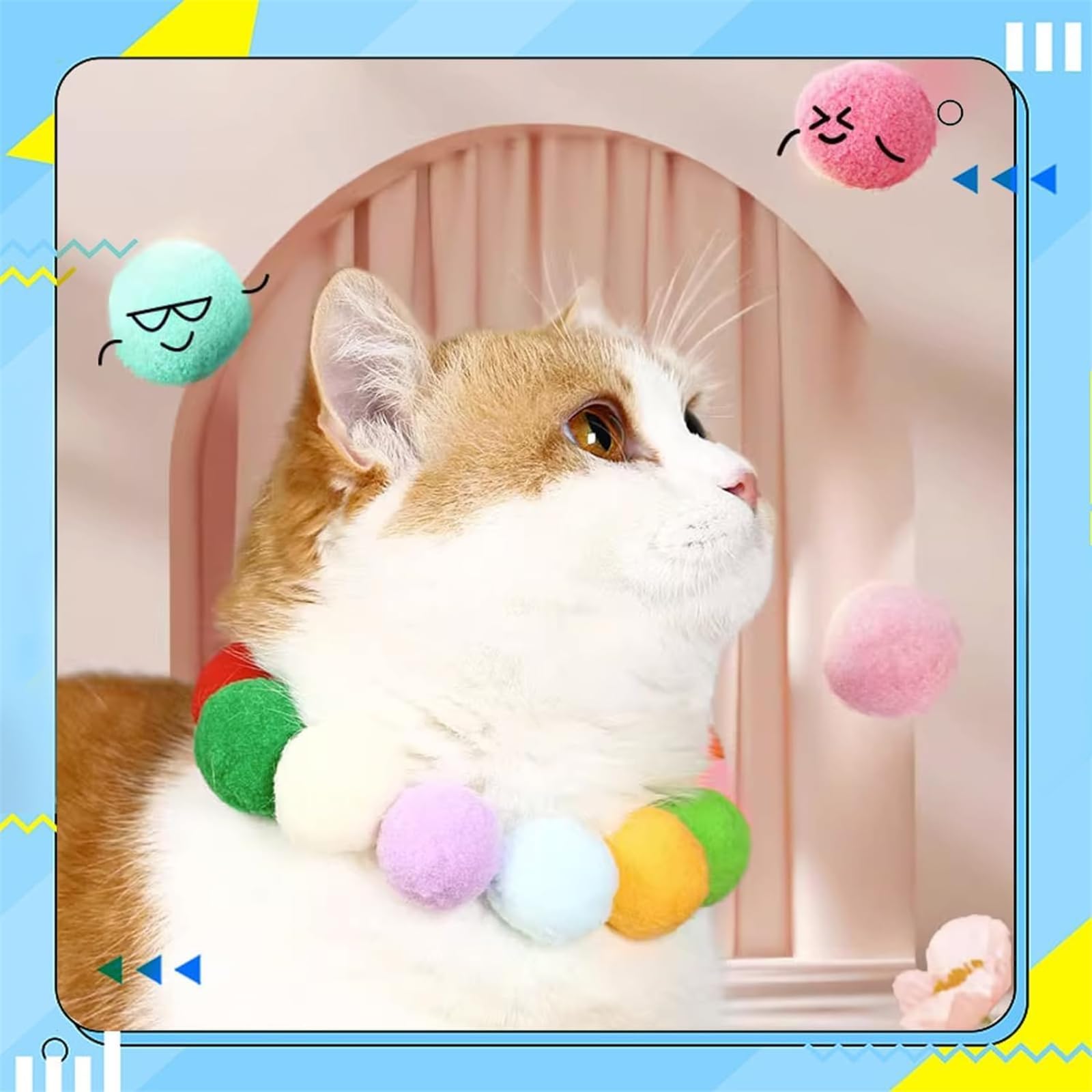 Interactive Cat Toy Ball with Launcher & 30 Plush Balls - Fun Silent Elastic Cat Toys for Indoor Play - Engaging Interactive Cat Toys for Kittens & Adult Cats - Perfect for Solo Play, Bonding Time & Exercise