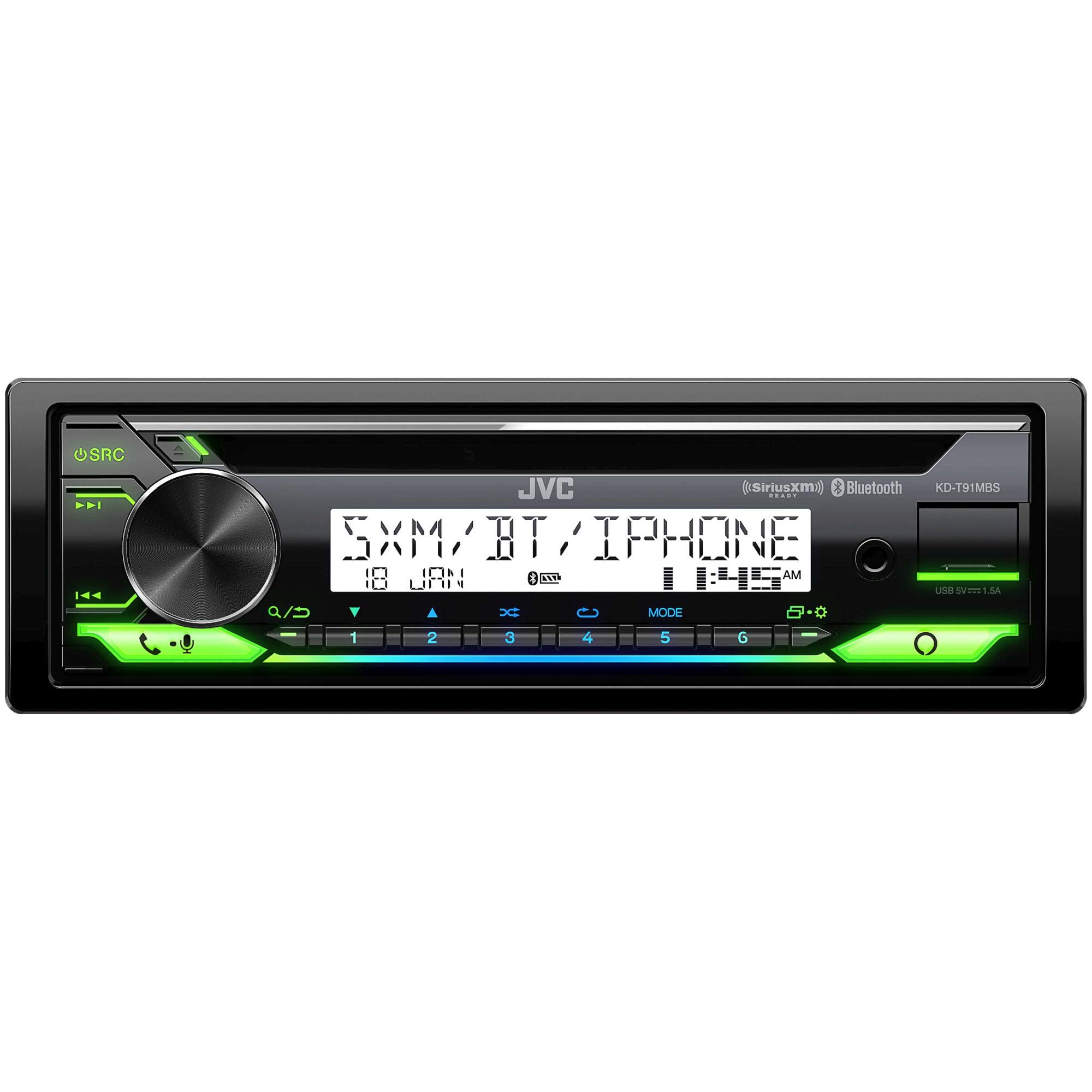 JVC KD-T91MBS Marine Stereo with CD Player, Bluetooth, USB, SiriusXM Ready & Amazon Alexa Compatible + CS-DR6200M 6.5