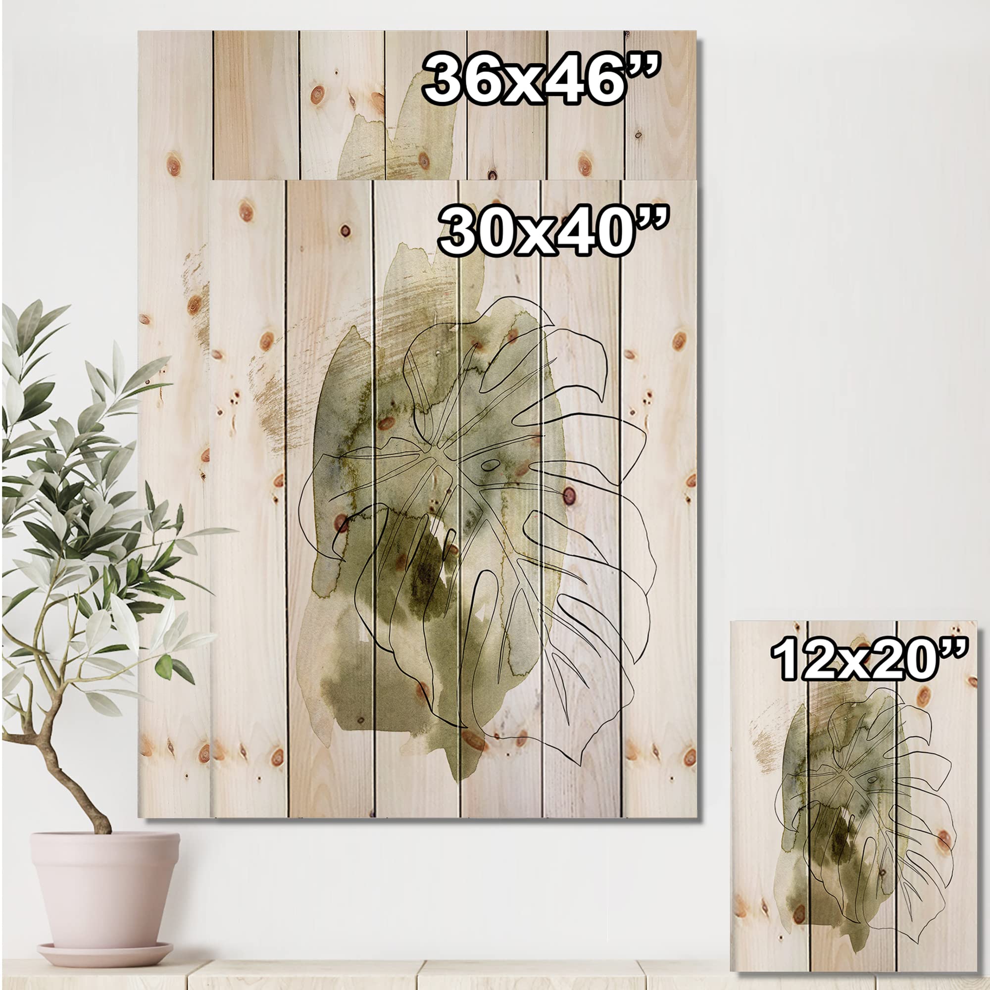 Tropical Monstera Leaf Wood Wall Art - Pine Decor for Living Room