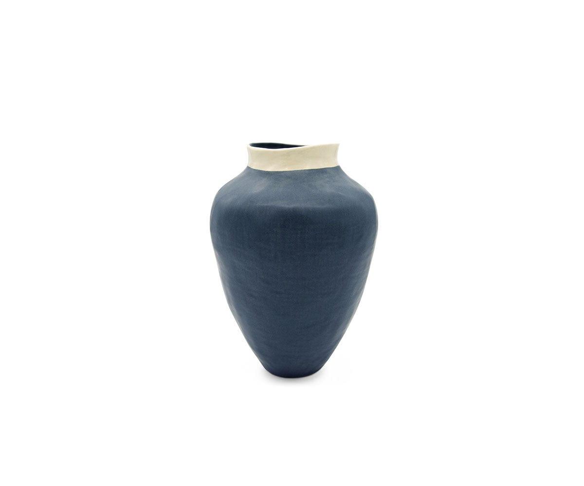 Ceramic Halo Vases Navy Blue - Modern Home Decor for Centerpieces, Wedding Decorations & Living Room Accents