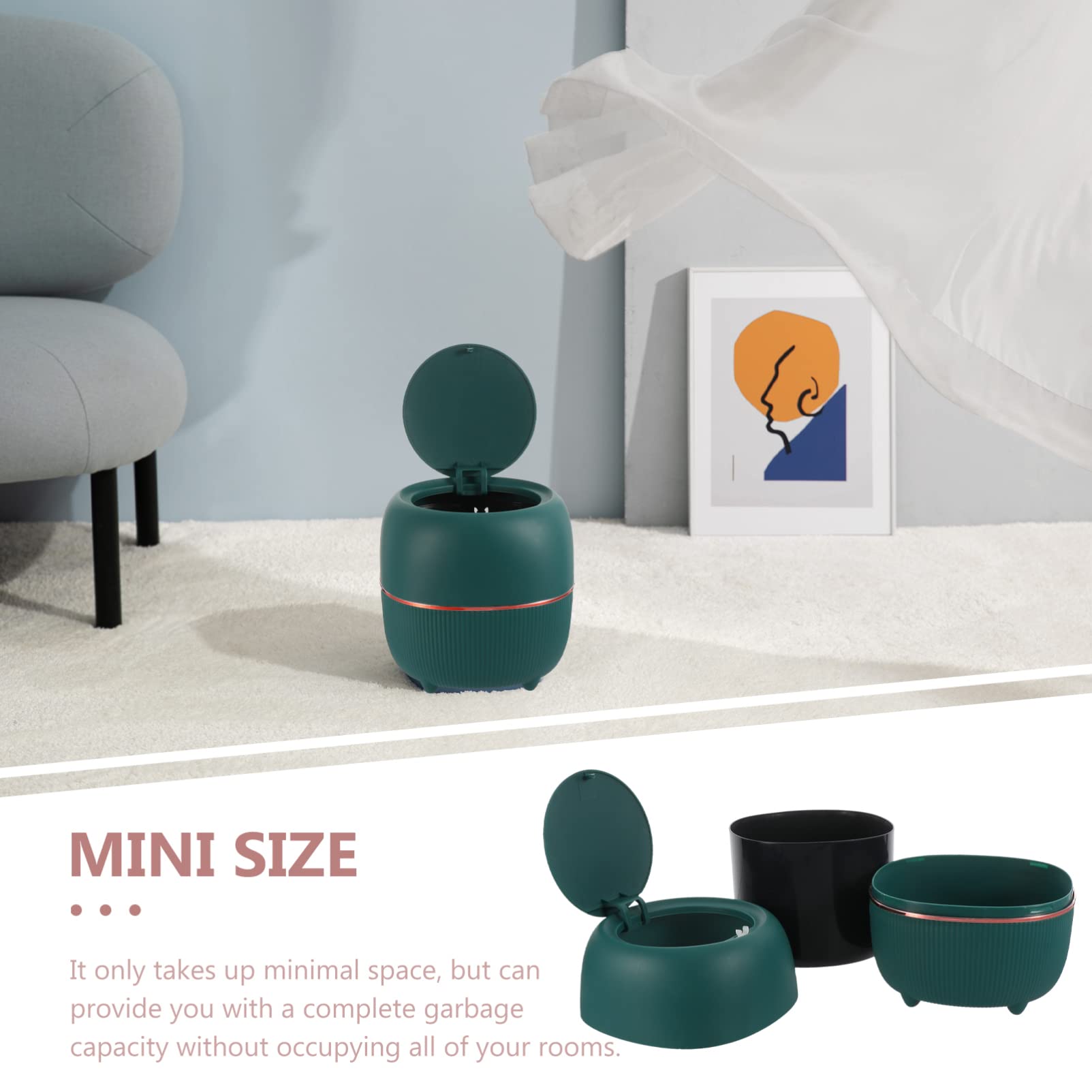 Mini Desktop Trash Can with Lid - Small Plastic Waste Bin for Office, Home & Study Table | Compact Garbage Organizer for Desk, Countertop & Workspace