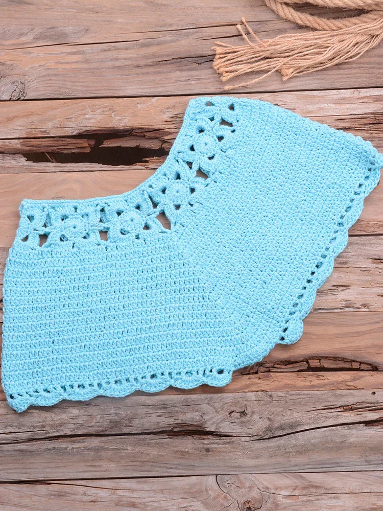Handmade Crochet Bikini Set 2022 - Bohemian Off Shoulder High Neck Knit Swimwear for Women | Beach Vacation, Pool Party, Summer Fashion
