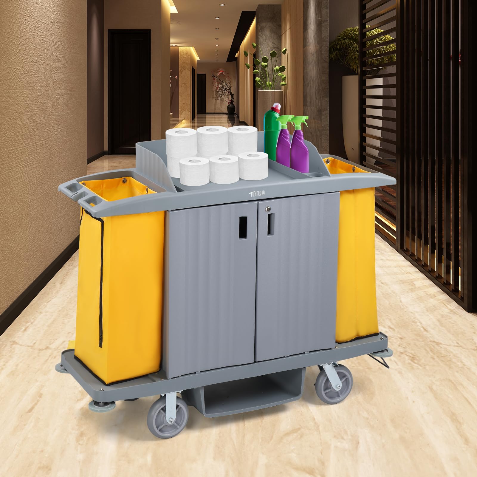 TUFFIOM Heavy-Duty Commercial Housekeeping Cart - 51