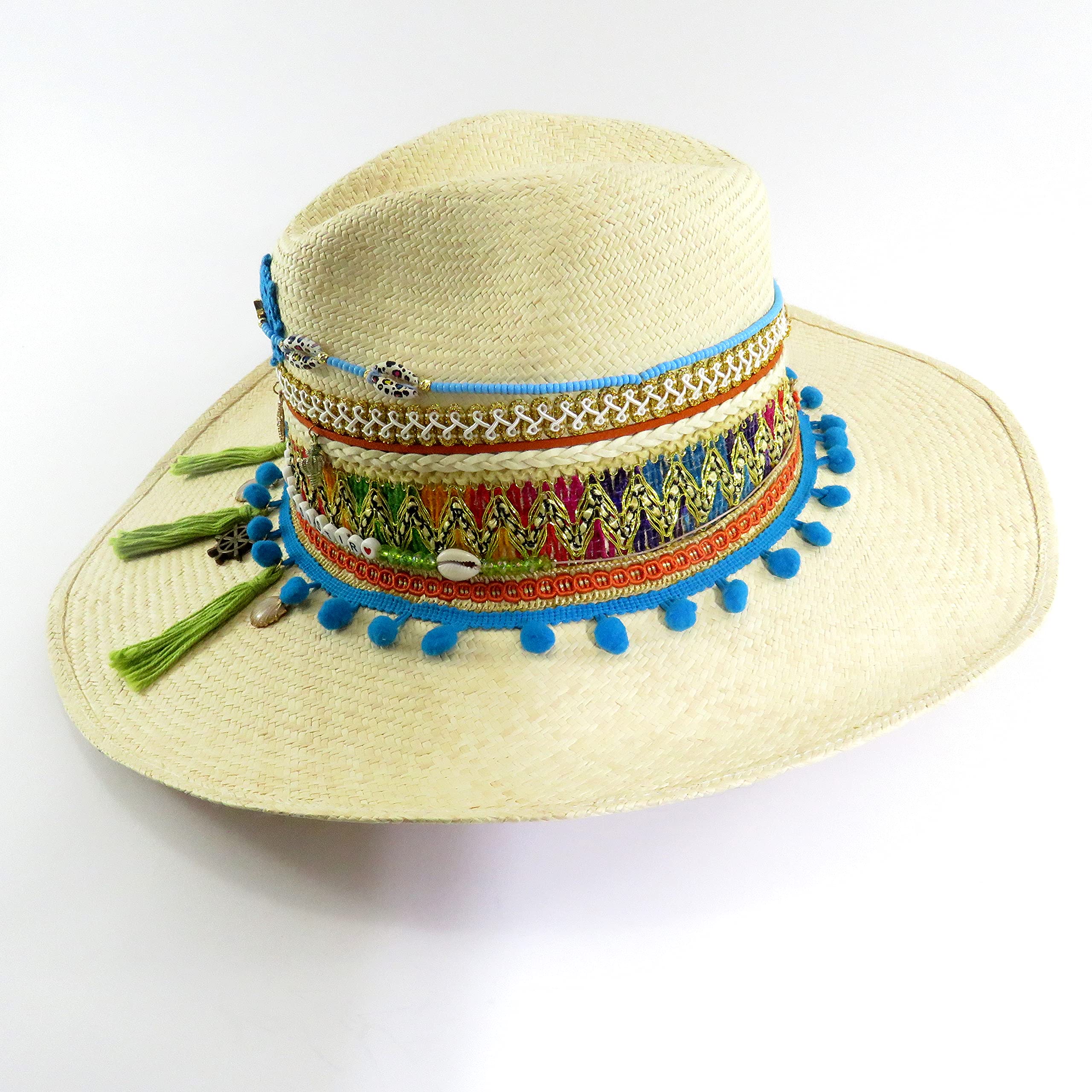 Stylish Beige Woven Straw Hat - Breathable Colombian Beach Hat for Women & Men | Perfect for Sun Protection, Vacations, and Summer Outfits