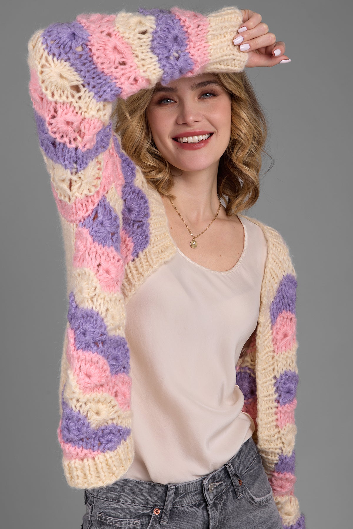 Pastel Scallop Knit Cardigan for Women - Soft & Cozy Open Front Sweater for Spring & Fall Layering