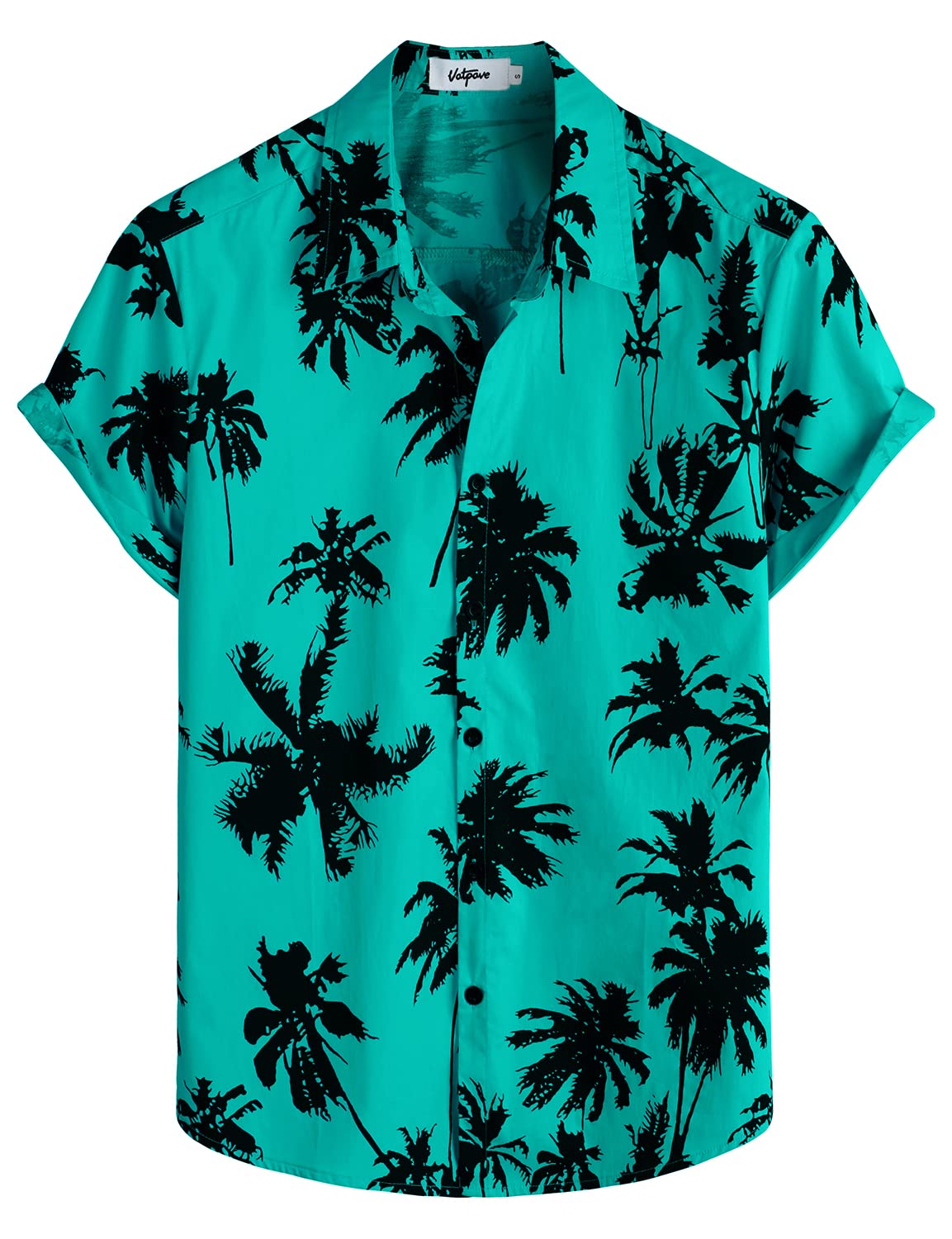 VATPAVE Men's 100% Cotton Hawaiian Shirt - Short Sleeve Button Down Aloha Shirt for Beach, Summer & Casual Wear | Breathable Comfort for Vacations, Luau Parties & Tropical Getaways