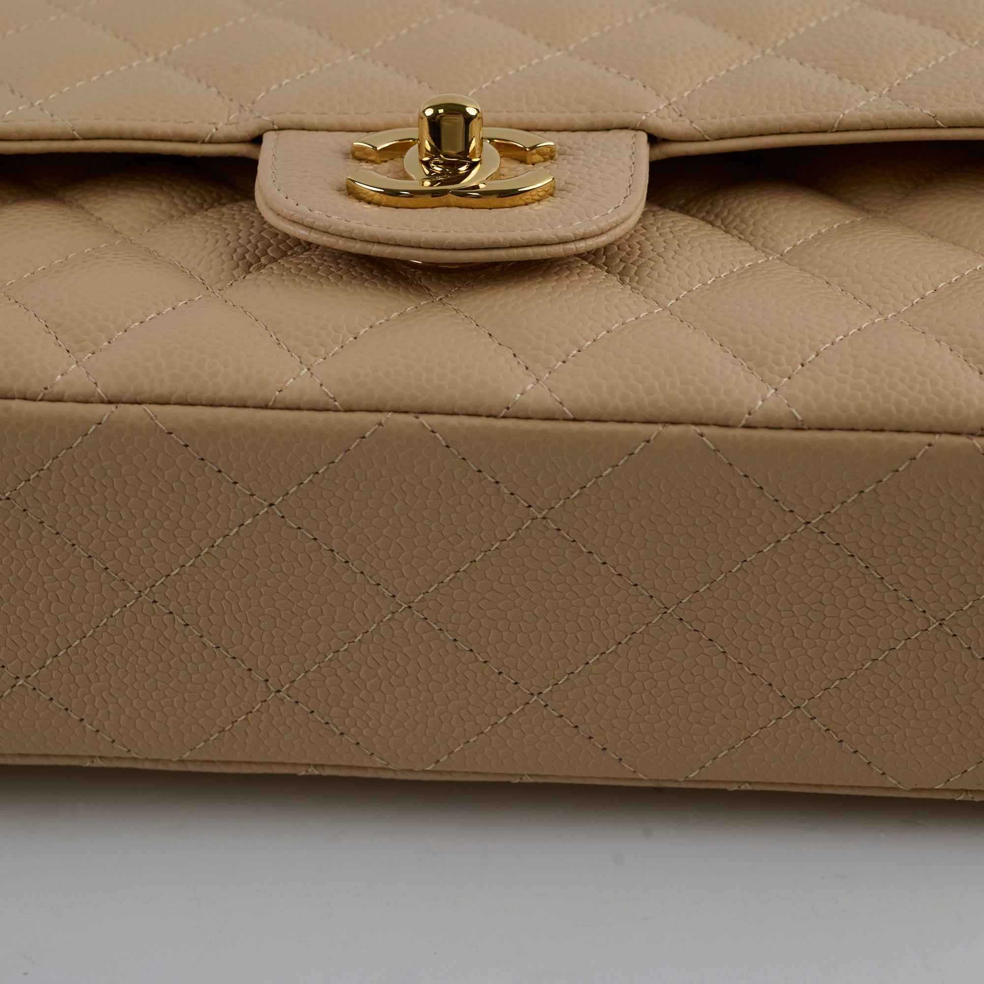 Chanel Caviar Medium M/L Classic Double Flap Bag in Beige Clair - Timeless Luxury Handbag for Women | Perfect for Work, Evening Events & Special Occasions