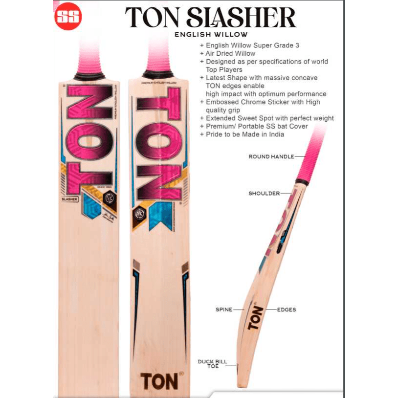 SS Ton Slasher Senior Cricket Bat - Premium English Willow, Lightweight & Durable for Competitive Play - Perfect for Matches, Practice & Training Sessions