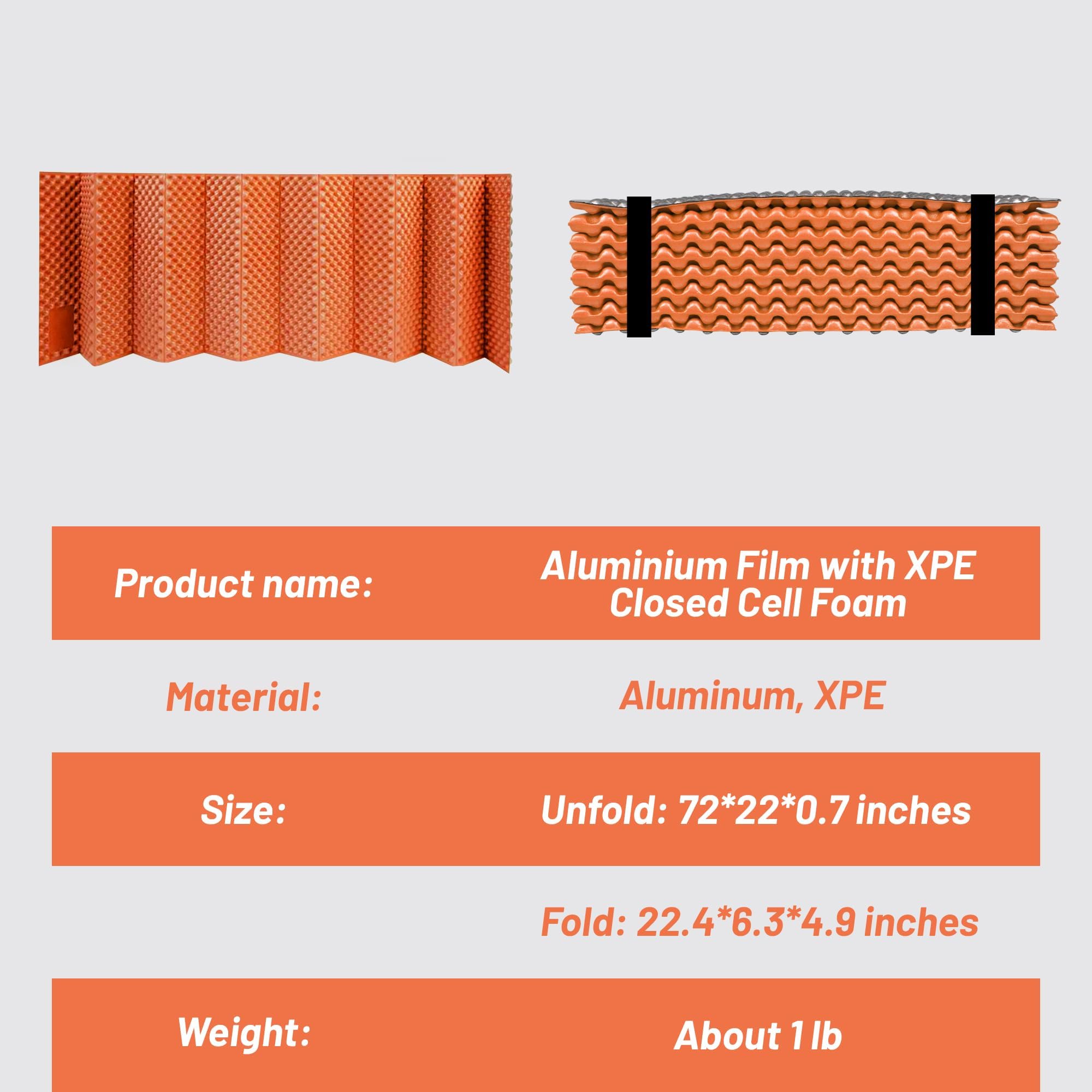 Lightweight Foam Sleeping Pad for Camping & Backpacking - Waterproof Folding Mat with XPE Foam & Aluminum Layer - Portable Closed Cell Foam Pad for Hiking, Travel, Outdoor Adventures - Perfect for Tents, RVs, and Beach Trips