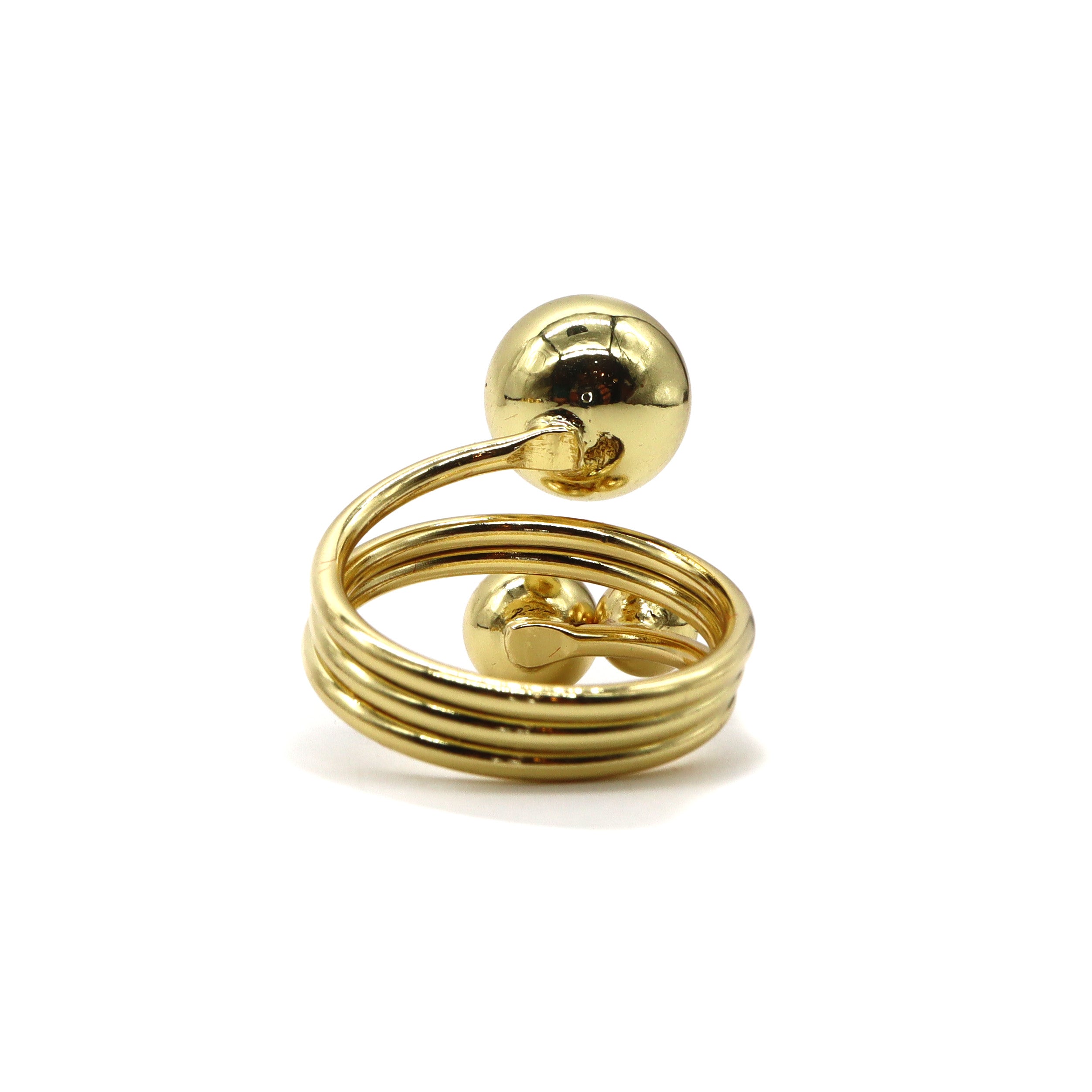 18K Gold Plated Triple Sphere Adjustable Statement Ring for Women - Elegant Stackable Jewelry for Parties, Weddings & Everyday Wear