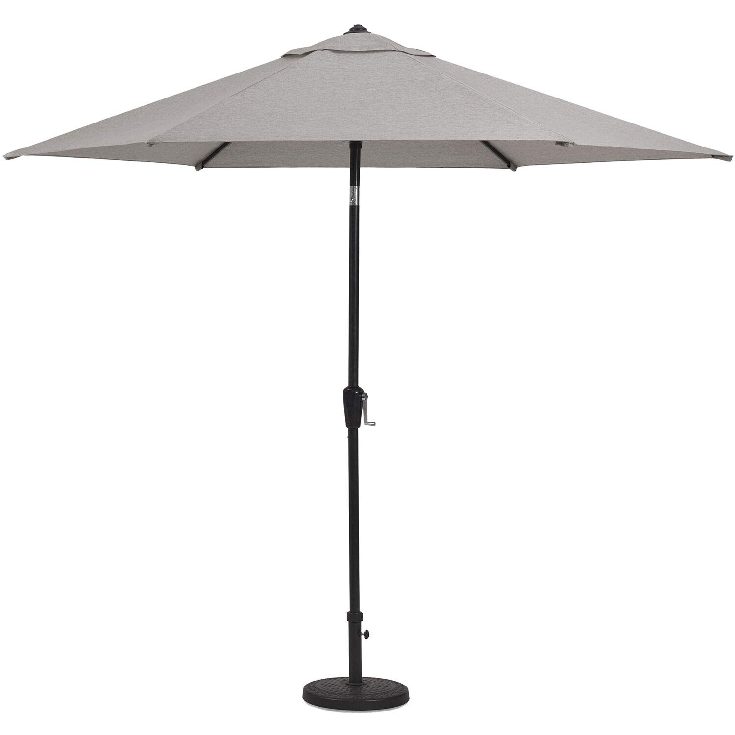 Hanover Lavallette 7-Piece Modern Outdoor Dining Set with Umbrella - 2 Swivel Rockers, 4 Stationary Chairs & 66