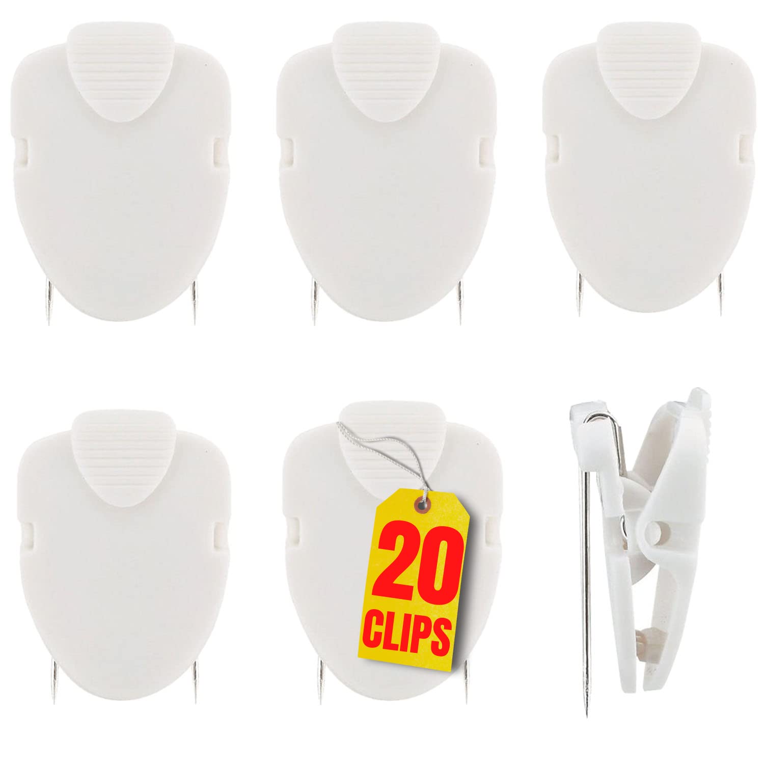 1InTheOffice White Cubicle Wall Clips - 20 Pack Fabric Bulletin Board Clips for Office Organization, Home Decor & Classroom Supplies - Perfect for Hanging Photos, Notes & Documents