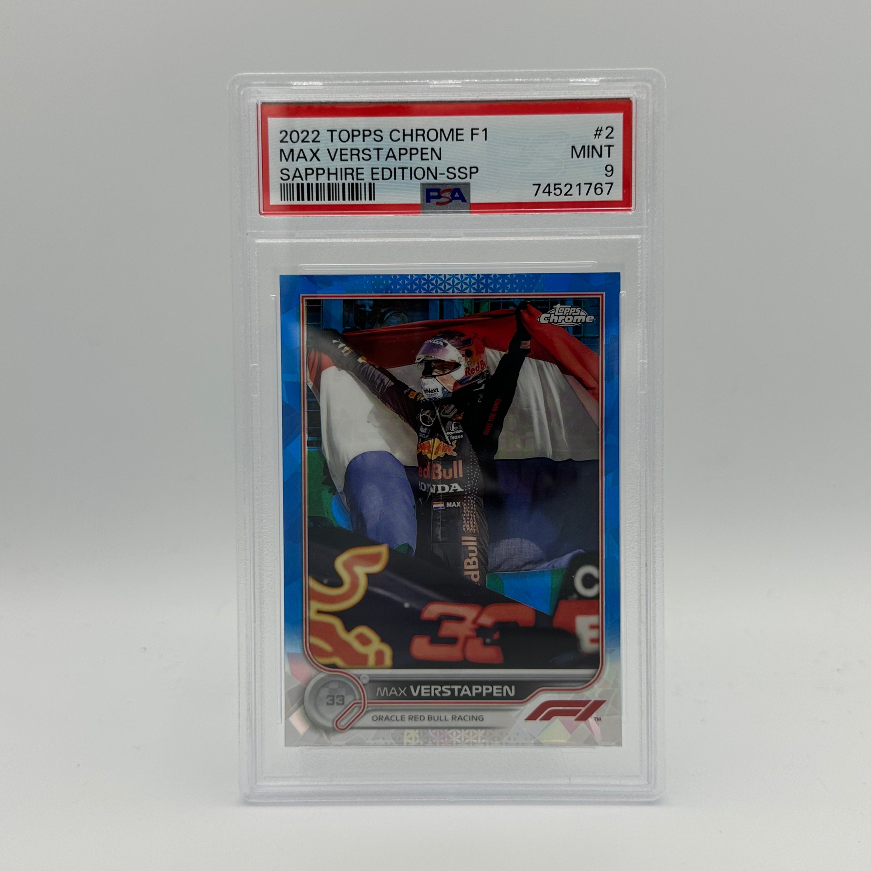 PSA 9 Graded MAX VERSTAPPEN #2 SAPPHIRE EDITION SSP Image Variation - Rare Collectible Trading Card for F1 Fans & Sports Memorabilia Enthusiasts