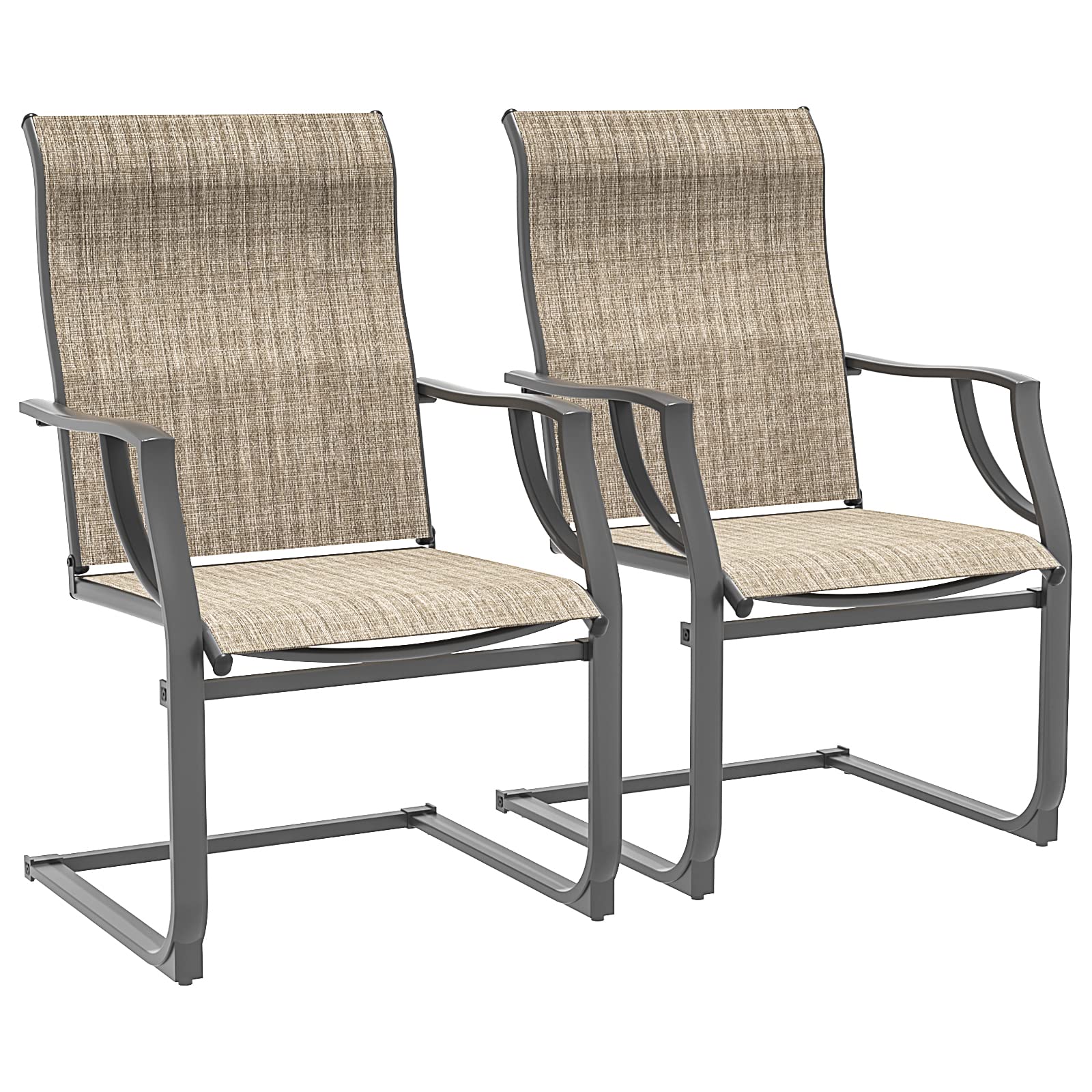 Amopatio 2-Piece Patio Chair Set - All-Weather Outdoor Dining Chairs with Breathable Design for Backyard, Deck, Garden - Brown Patio Furniture for Relaxing & Entertaining