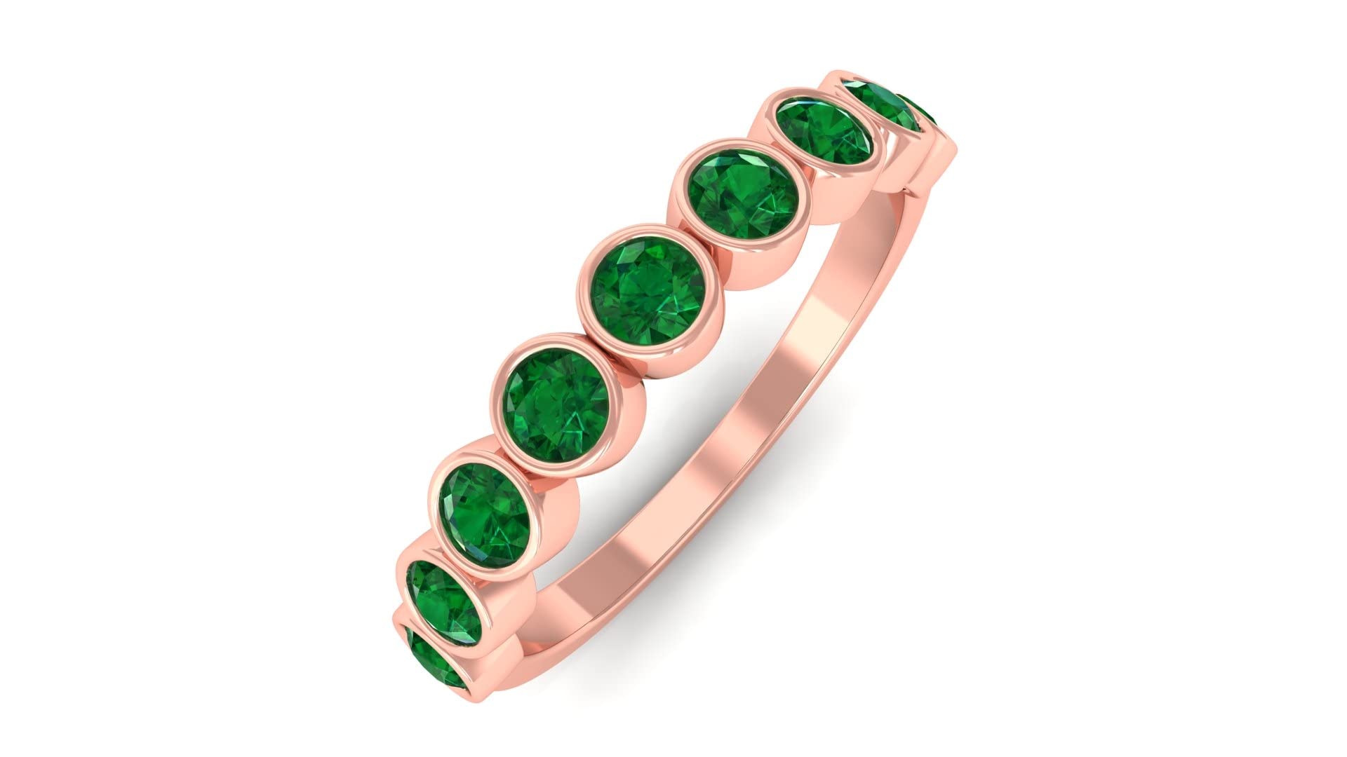 1/2 CT Emerald Half Eternity Ring - 14K Solid Gold May Birthstone Ring for Women | Elegant Jewelry Gift for Anniversary, Engagement & Special Occasions