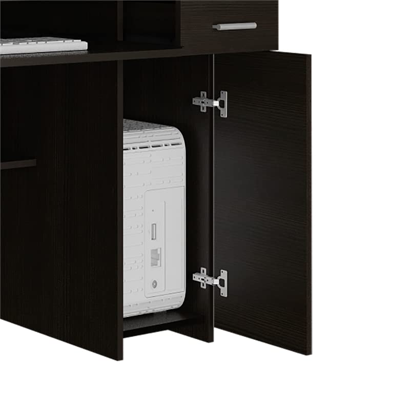 TUHOME Black Compu 180 Hutch Wood Desk for Home Office