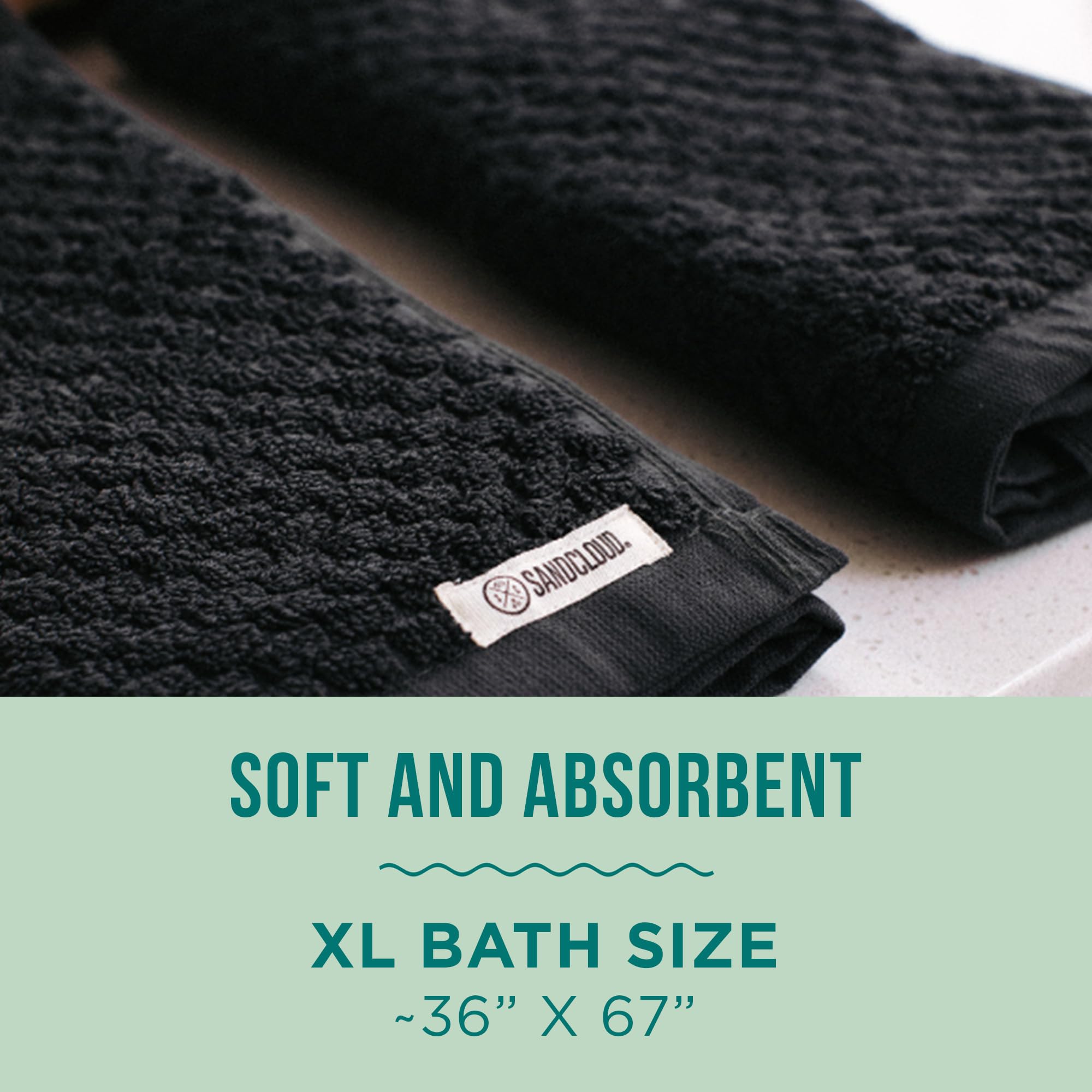 Premium Sand Cloud Turkish Bath Towels Set of 2 - Extra Large Atom Charcoal - Ultra Soft Organic Cotton, Highly Absorbent & Quick-Drying - Luxury Bath, Beach & Spa Towels for Home & Travel