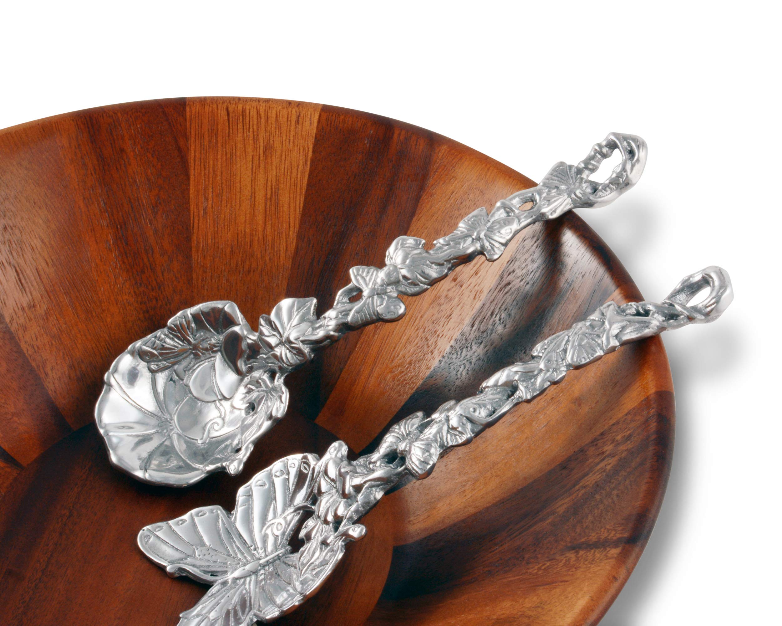 Arthur Court Designs 11-inch Aluminum Metal Butterfly Salad Serving Set - Heavy Duty, Garden Inspired with Exquisite Detail - Perfect for Outdoor Dining, Picnics & Garden Parties