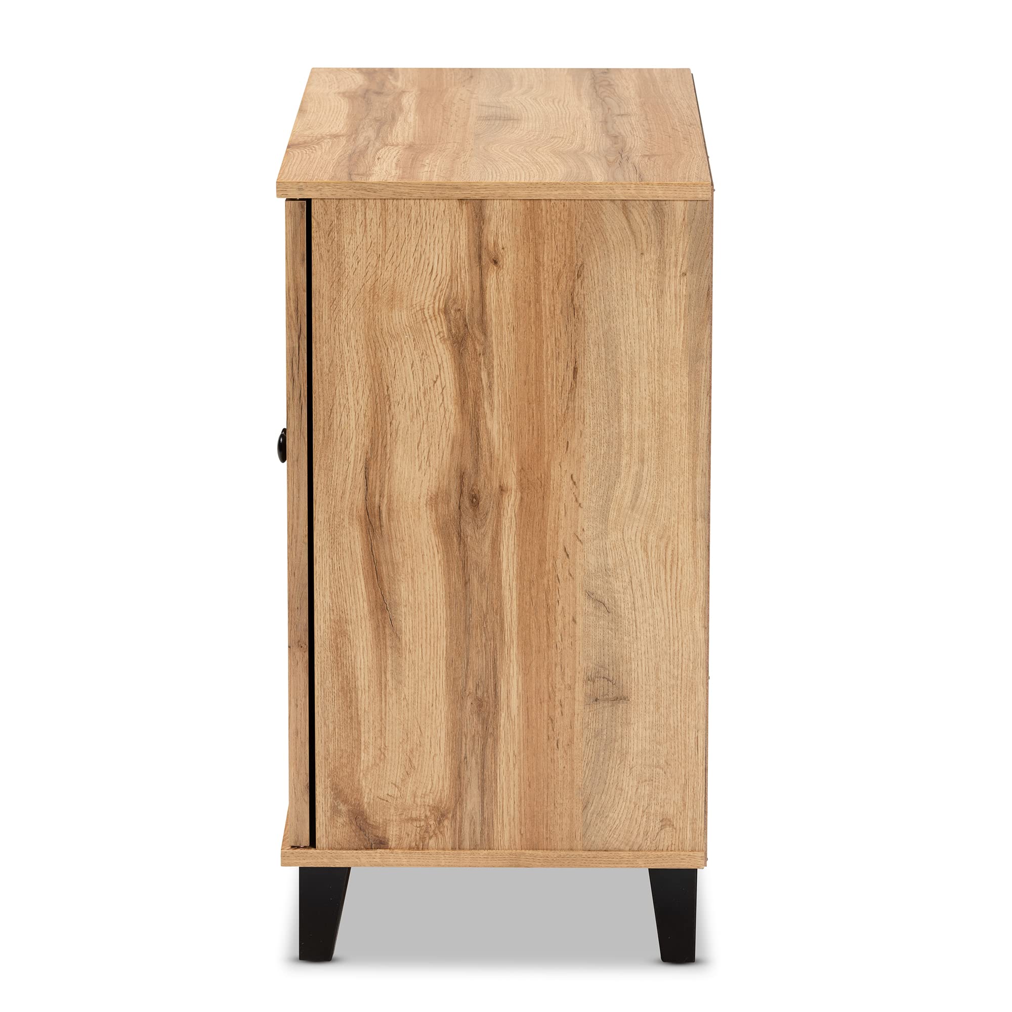 Baxton Studio Glidden Modern Oak Brown Wood 2-Door Shoe Storage Cabinet - Contemporary Entryway Organizer for Hallway, Closet & Mudroom
