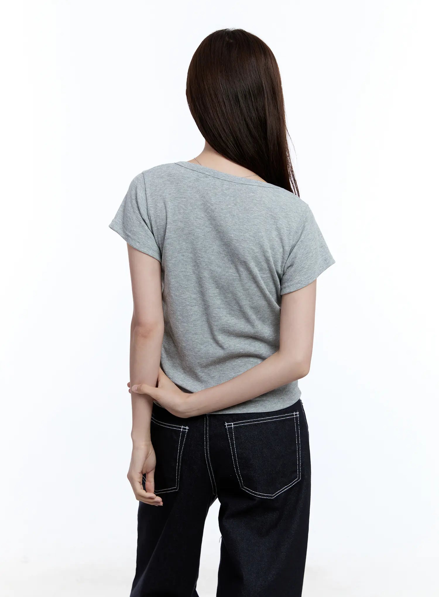 Essential Square Neck Tee for Women - Soft Cotton Basic T-Shirt CU513 | Casual Wear, Layering, Everyday Outfits