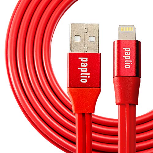 Paplio SnapIT Patented Interlocking Lightning Cable - 2 Pack 3.3ft Fast Charging Cord Compatible with iPhone 12/11/X/8/7/6 & iPad - Durable Tangle-Free Design for Home, Office, Car & Travel (Red)