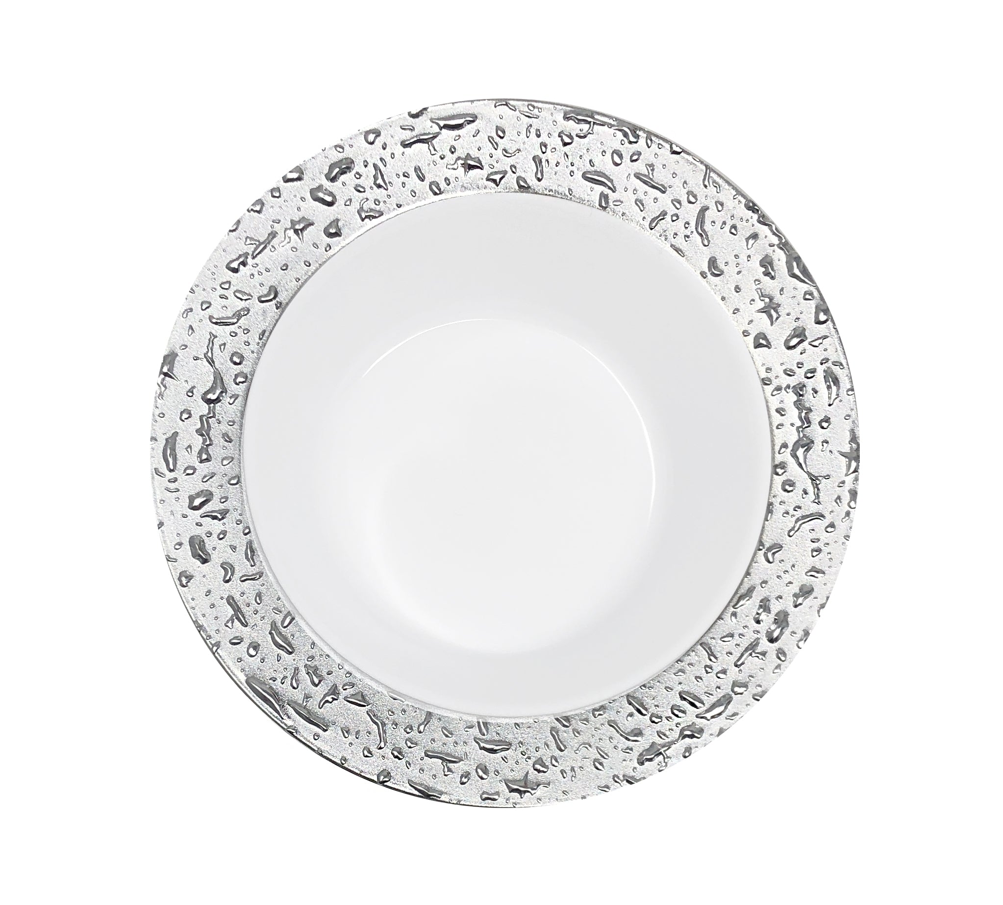 Elegant White & Silver Round Plastic Plates - 50-Pack Disposable Dinner Plates for Parties, Weddings & Events - Durable & Stylish Tableware for Home, Restaurant & Catering Use
