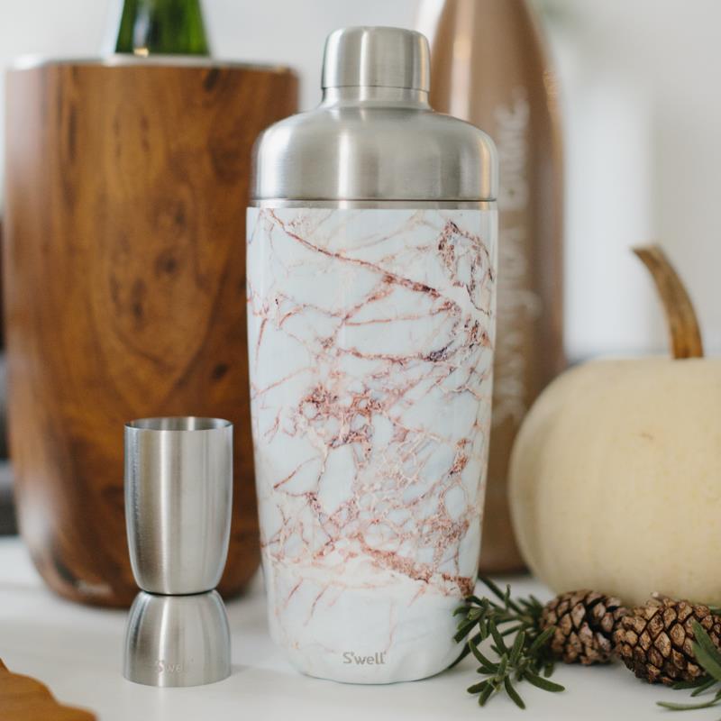 Premium Swell 532ml Bar Shaker Set - Calacatta Gold Marble Finish | Professional Cocktail Mixing Kit for Home Bars & Bartenders | Perfect for Mojitos, Margaritas & Craft Cocktails