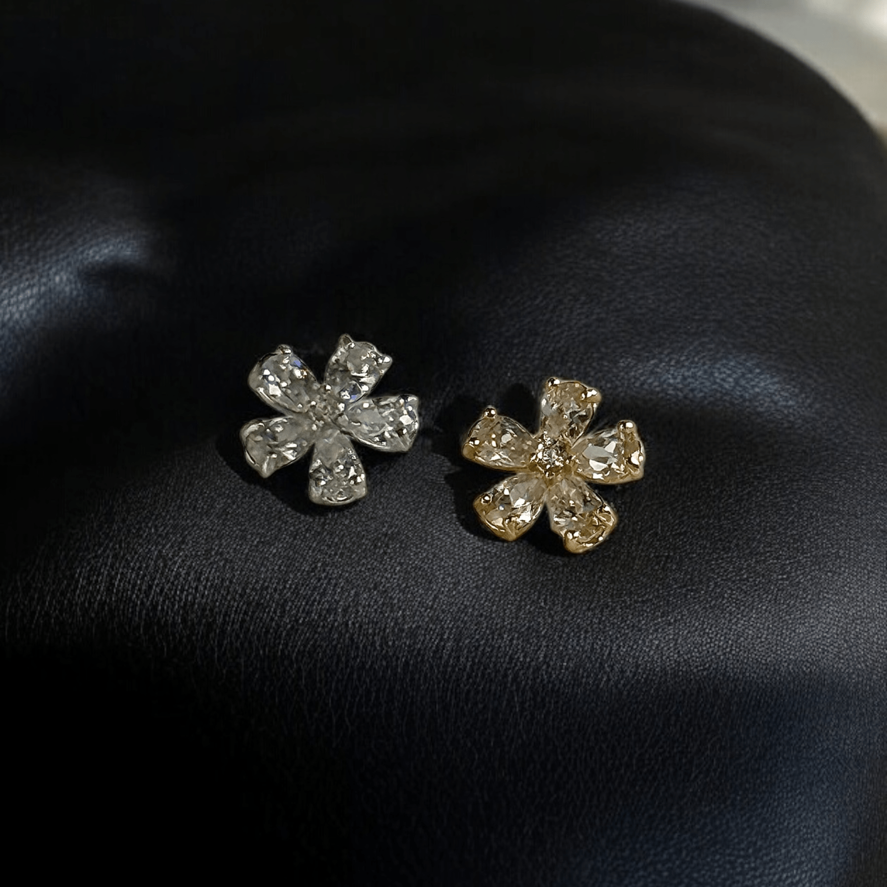 14k White Gold Blooming Flower Flat Back Stud Earrings - Elegant Floral Design for Women, Perfect for Weddings, Parties & Everyday Wear