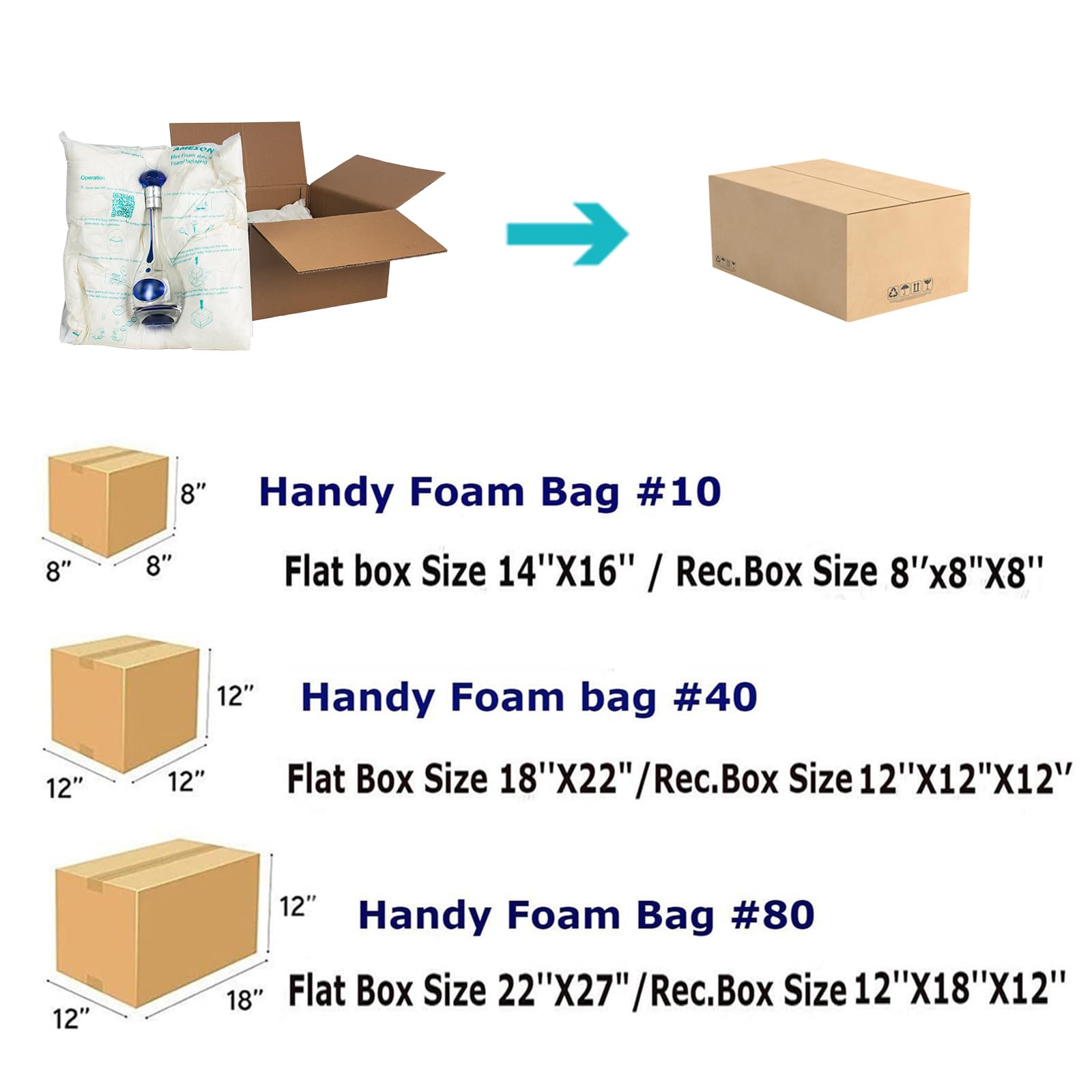 100 Pack Expanding Foam Bags for Packaging - 14” x 16