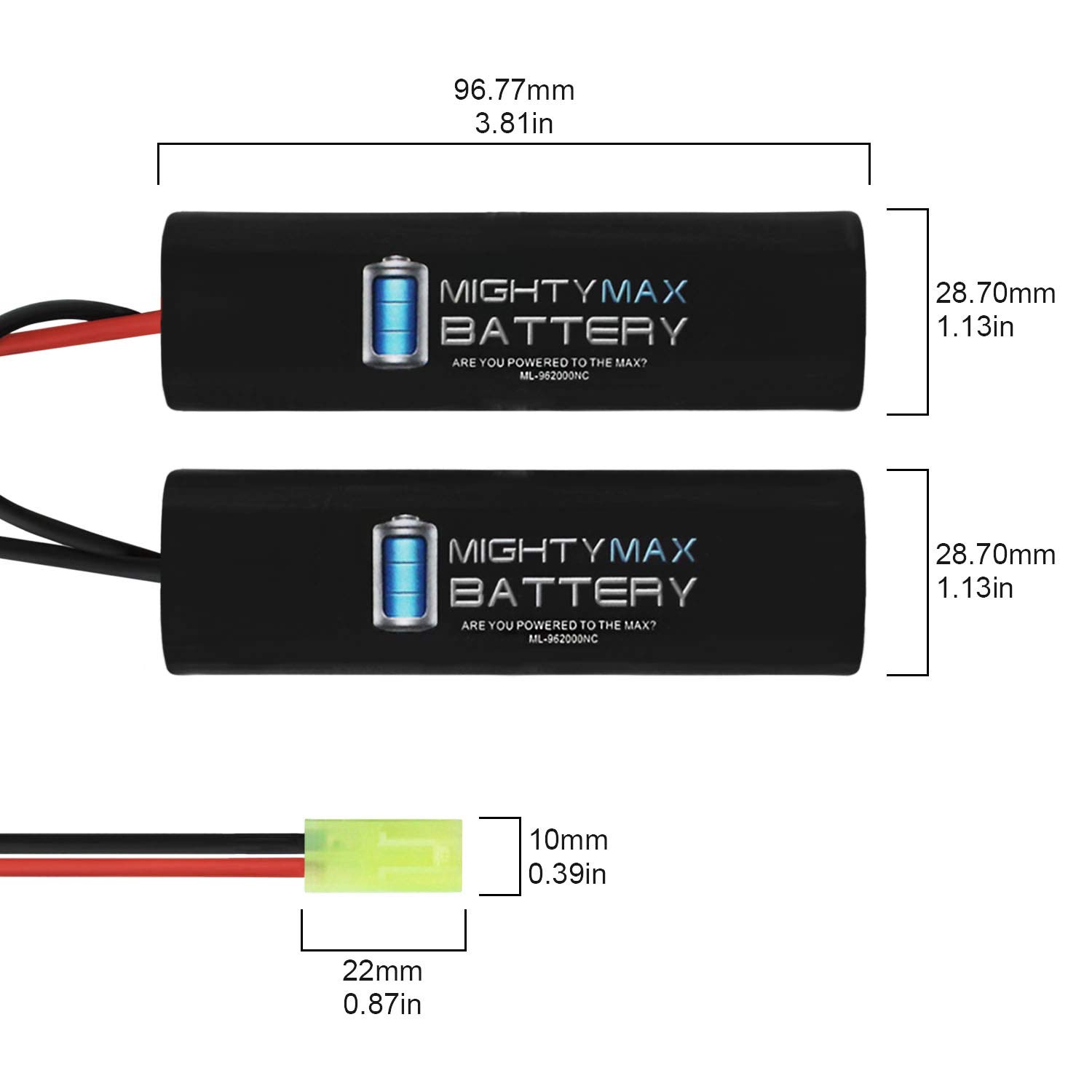 Mighty Max 9.6V 2000mAh NiMH Battery Pack with Smart Charger - Compatible with Echo1 Robinson Armament XCR-C Airsoft Rifle - Perfect for Airsoft Battles, Training & Outdoor Shooting Games