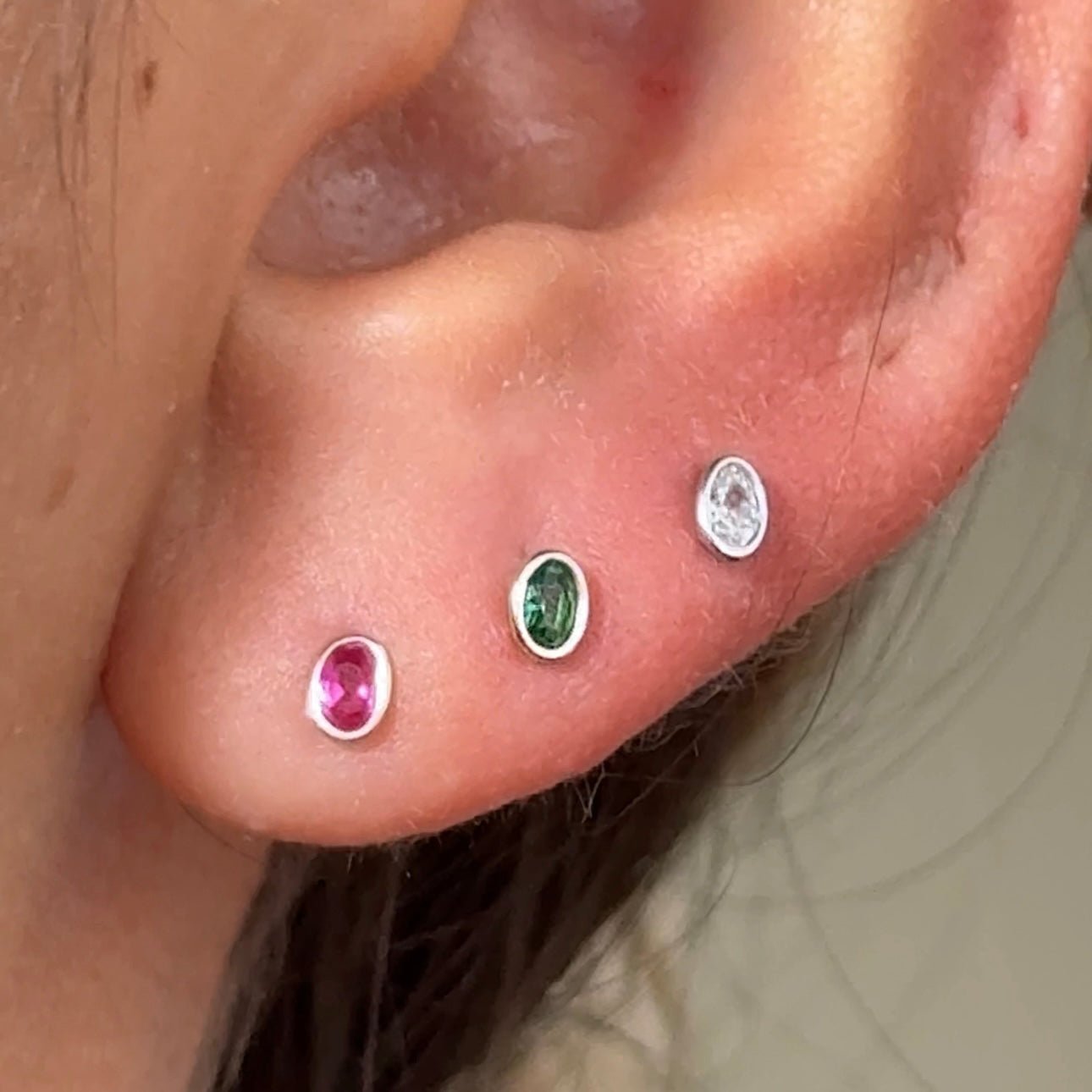 14K Yellow Gold Oval Gemstone Stud Earrings - Bezel Set Flat Back for Sensitive Ears | Perfect for Daily Wear, Work & Special Occasions