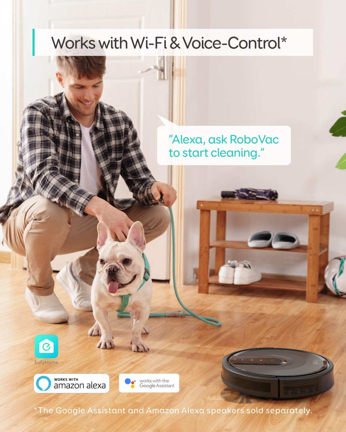 Eufy RoboVac 35C WiFi Robot Vacuum Cleaner - Super Thin, Smart App Control, Pet Hair Friendly, Works with Alexa (Black) - Ideal for Hardwood Floors, Carpets & Pet Owners