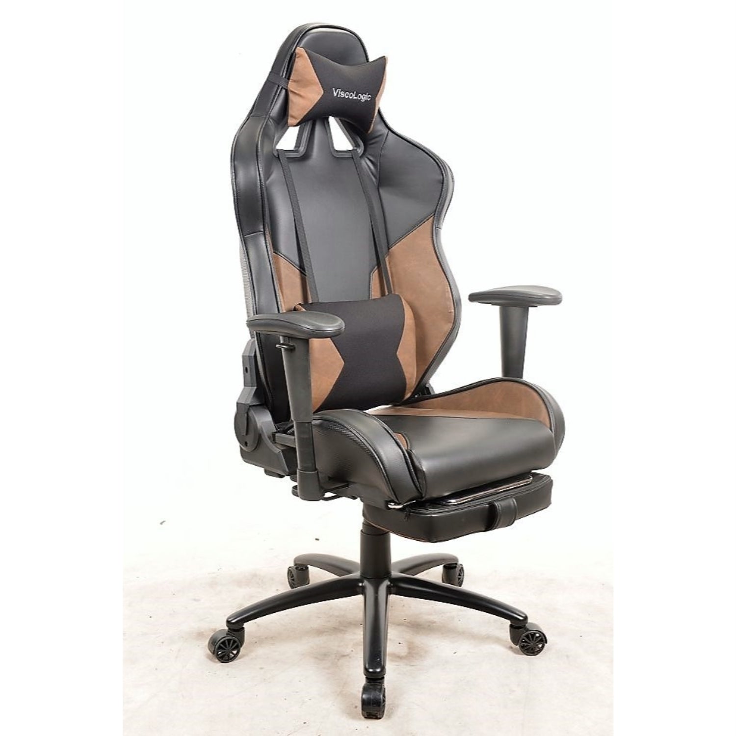 FOOTEST 7608 Ergonomic Gaming Chair - Black & Brown - High Back Racing Style with Lumbar Support for PC, Office, and Esports Gaming Setup