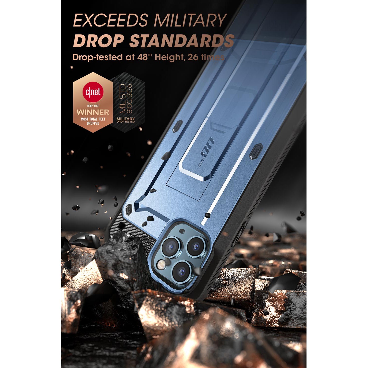 iPhone 13 Pro Max 6.7 inch Unicorn Beetle Pro Rugged Case - Shockproof & Drop Protection - Metallic Blue - Perfect for Outdoor Adventures & Extreme Sports