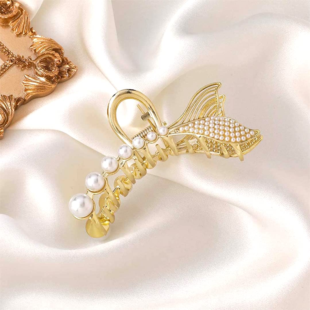 Mermaid Tail Pearl Hair Claw Clips for Women & Girls - Elegant Hair Clips, Hairpins & Hair Accessories (Pack of 1) - Perfect for Weddings, Parties & Everyday Styling