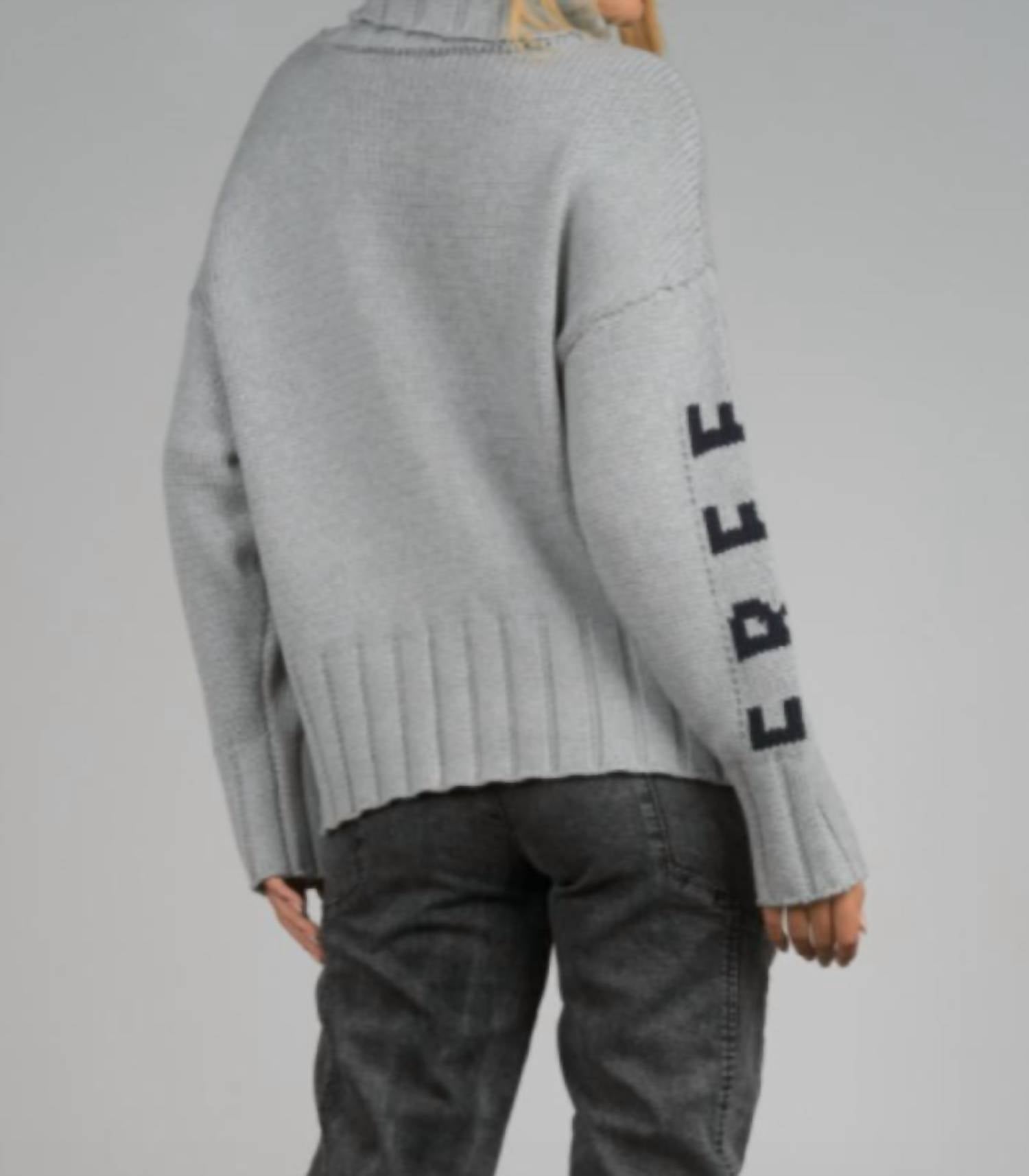 Free Love Chunky Turtleneck Sweater Women's Winter Knit Pullover - Cozy Grey Oversized Sweater for Casual Outfits & Cold Weather Fashion
