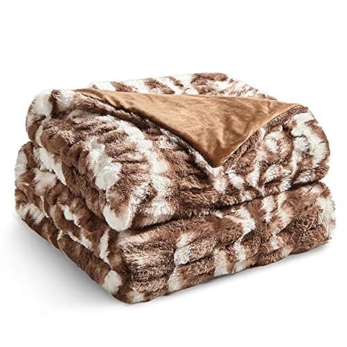 Faux Fur Mix Brown Weighted Blanket
