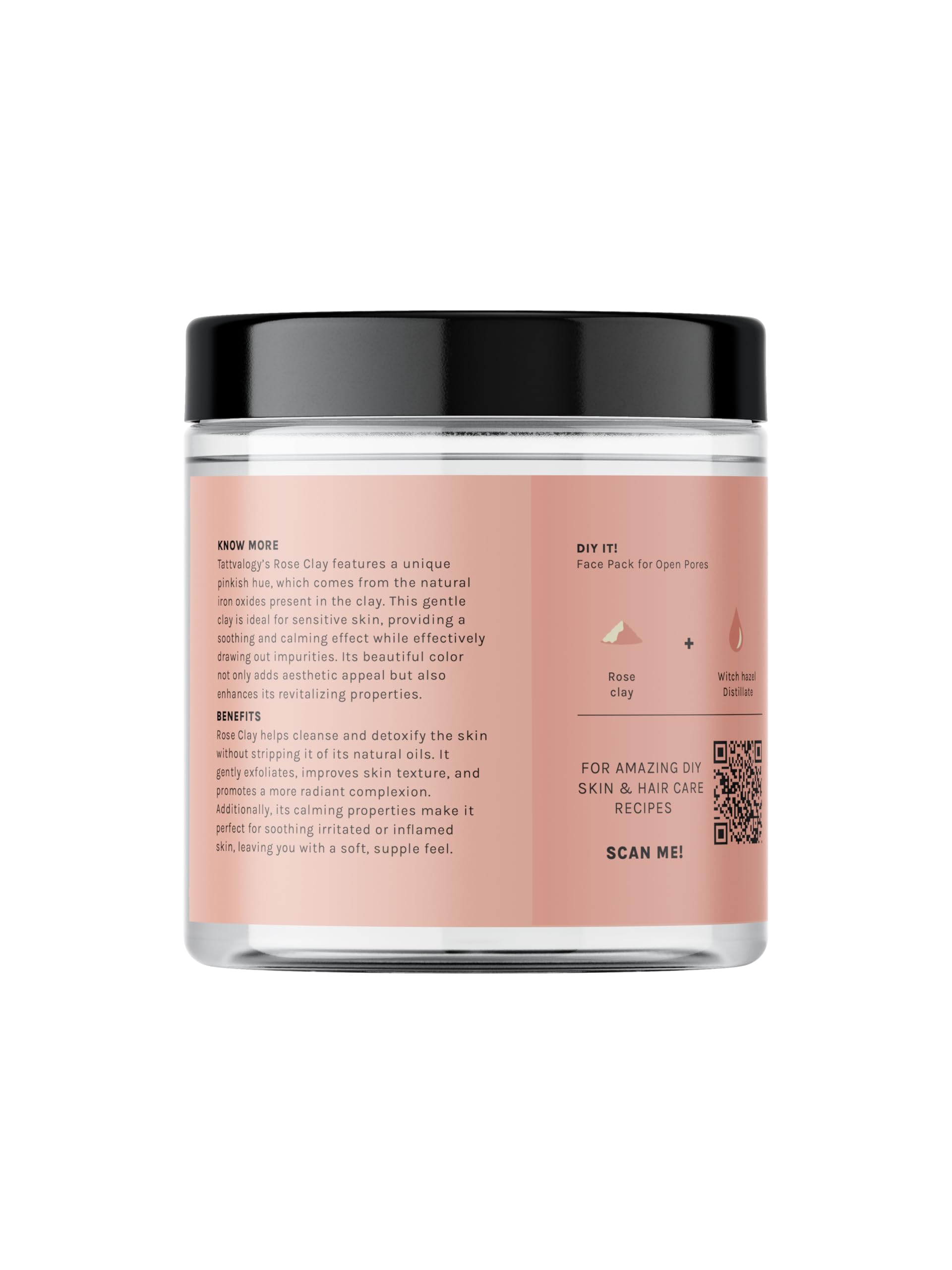 Tattvalogy Rose Clay Powder (200g) - Kaolin Clay for Glowing Skin, Natural Face Mask Powder for Women & Men | Sulfate & Paraben Free | DIY Skincare, Detox & Pore Cleansing Treatment