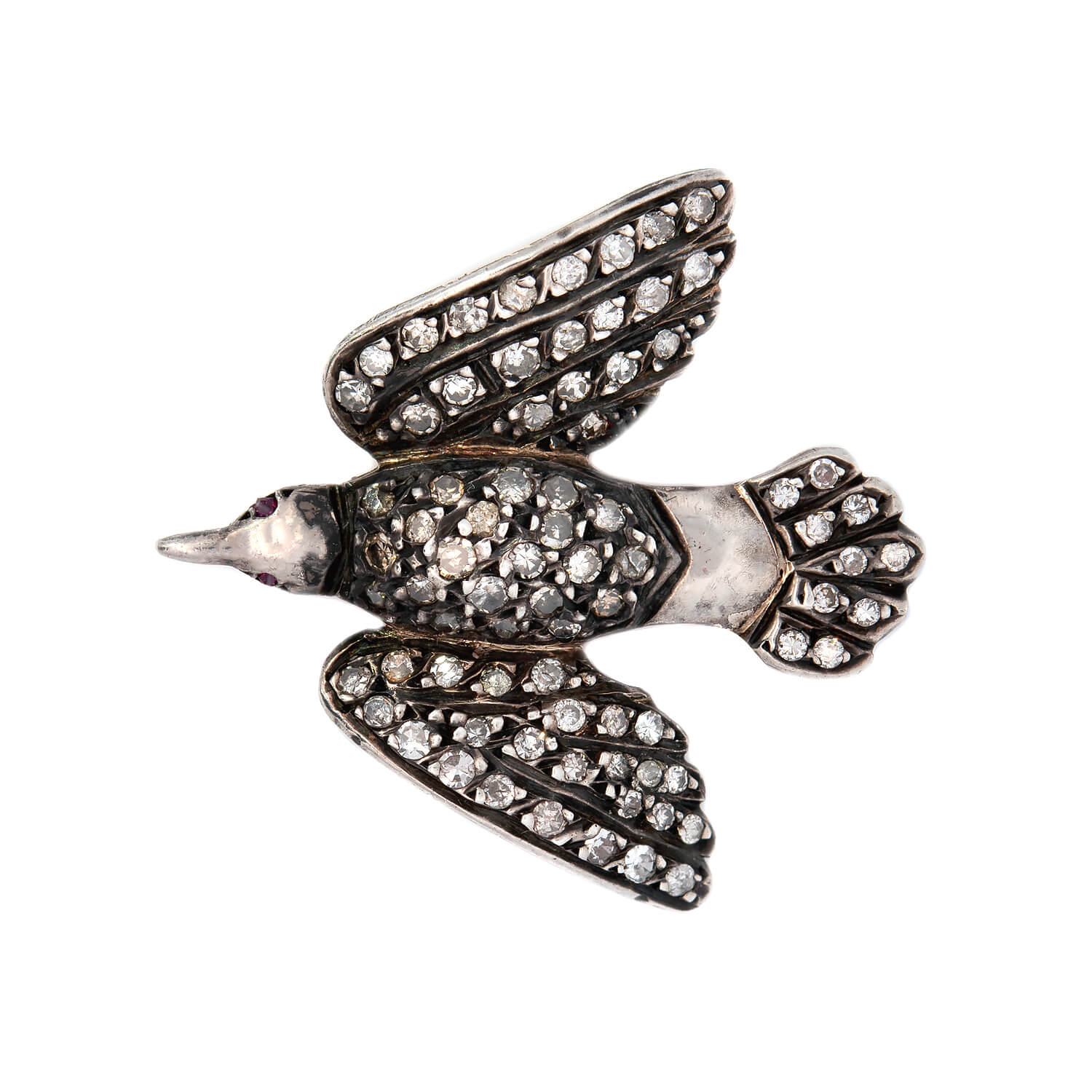 Victorian 18K Gold & Sterling Silver Diamond Saint Esprit Dove Brooch Pin 1.20ctw - Elegant Jewelry Gift for Women, Perfect for Weddings, Anniversaries & Special Occasions