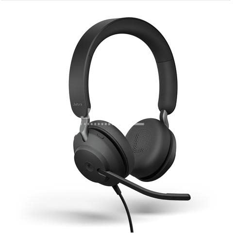Jabra Evolve2 40 PC Headset - Noise Cancelling Microsoft Teams Certified Stereo Headphones with 3-Microphone Call Technology - USB-A Cable - Black - Perfect for Remote Work, Online Meetings, and Office Communication