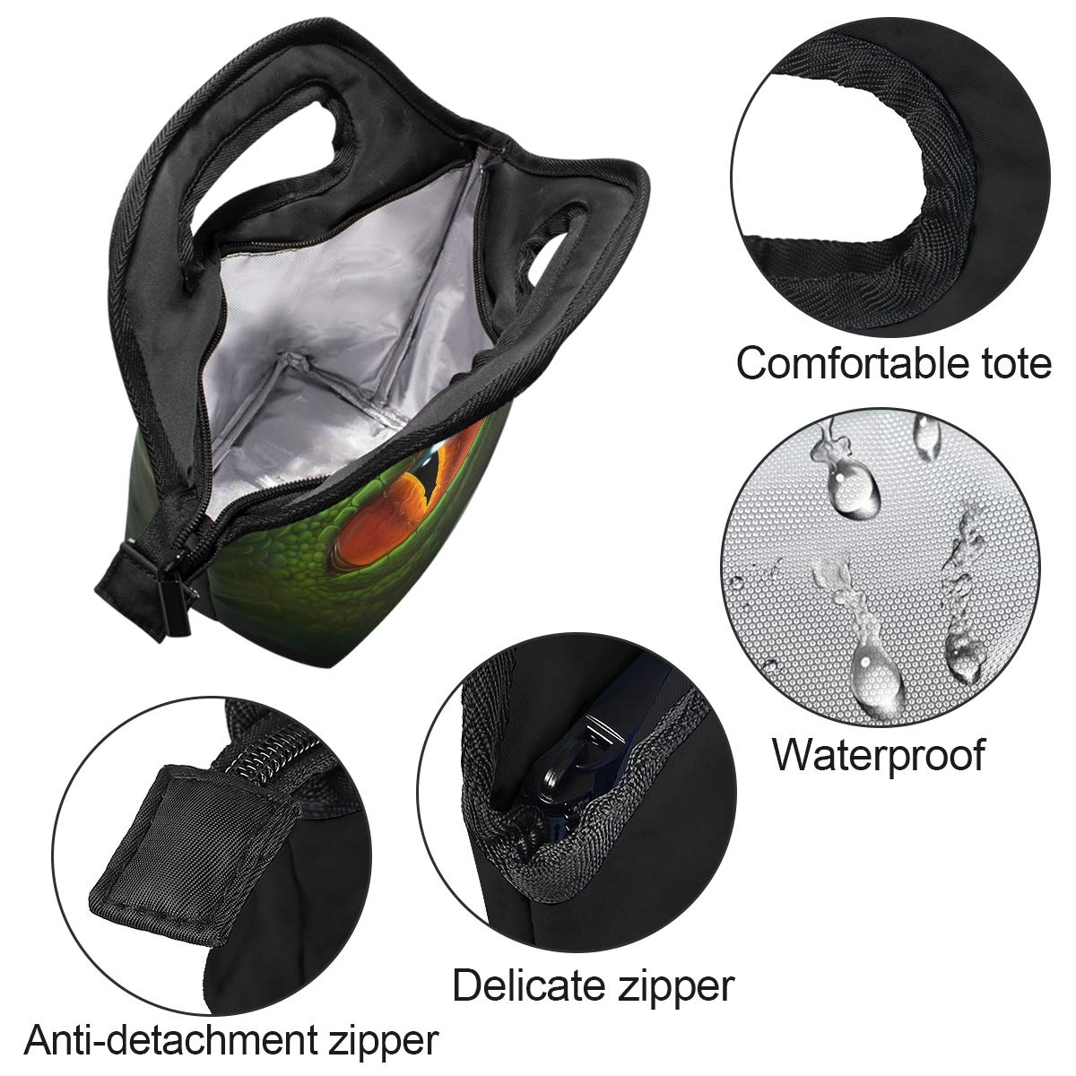 Dinosaur Insulated Lunch Bag Cooler Tote for Adults & Teens - Leakproof Zipper Lunch Box for Work, School & Picnics | Animal Print Dinosaur Lunch Bag for Men & Women | Perfect for Meal Prep, Office Lunch & Outdoor Activities