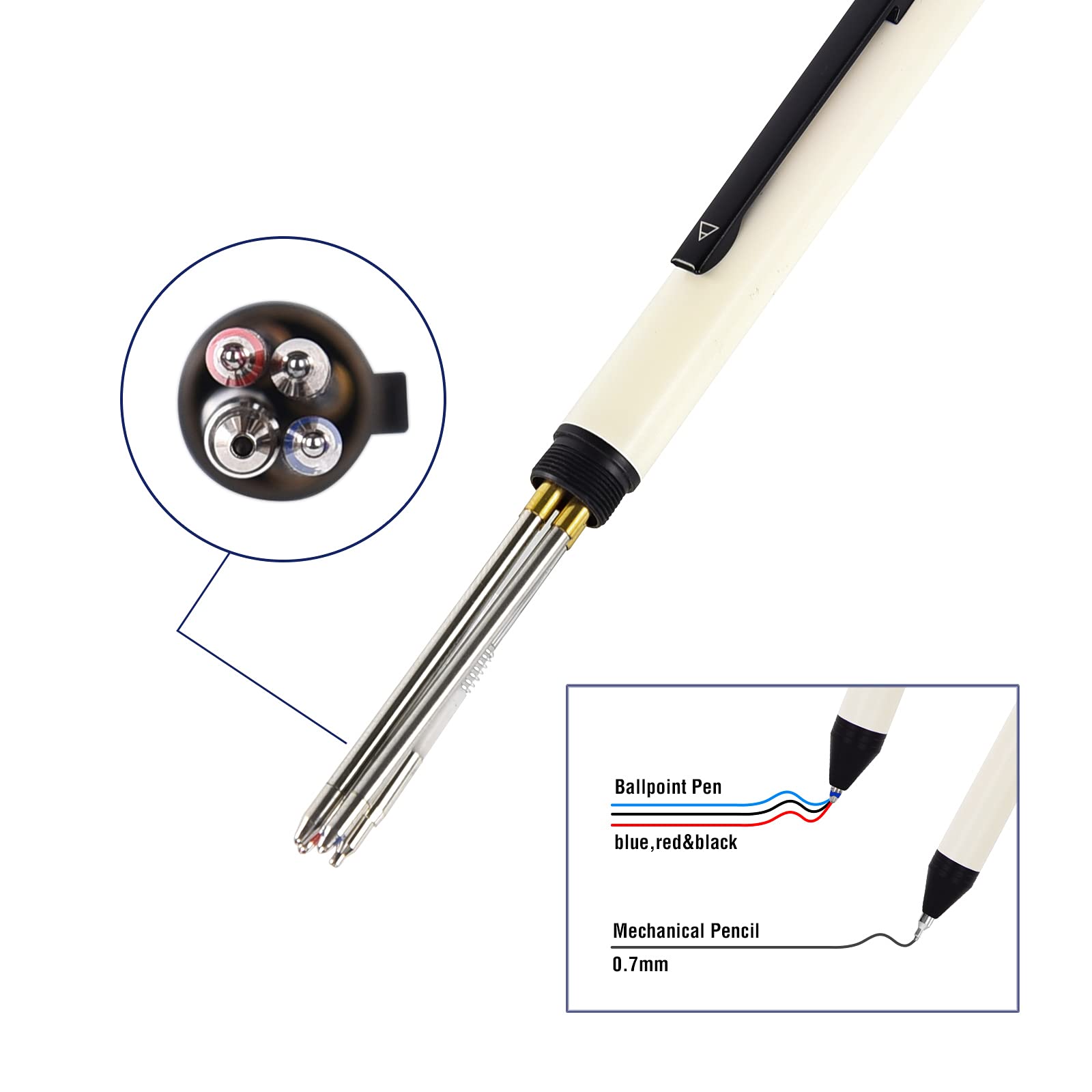 Custom 4-in-1 Ballpoint Pen with Stylus - Personalized Multicolor Gift for Office & School (White)