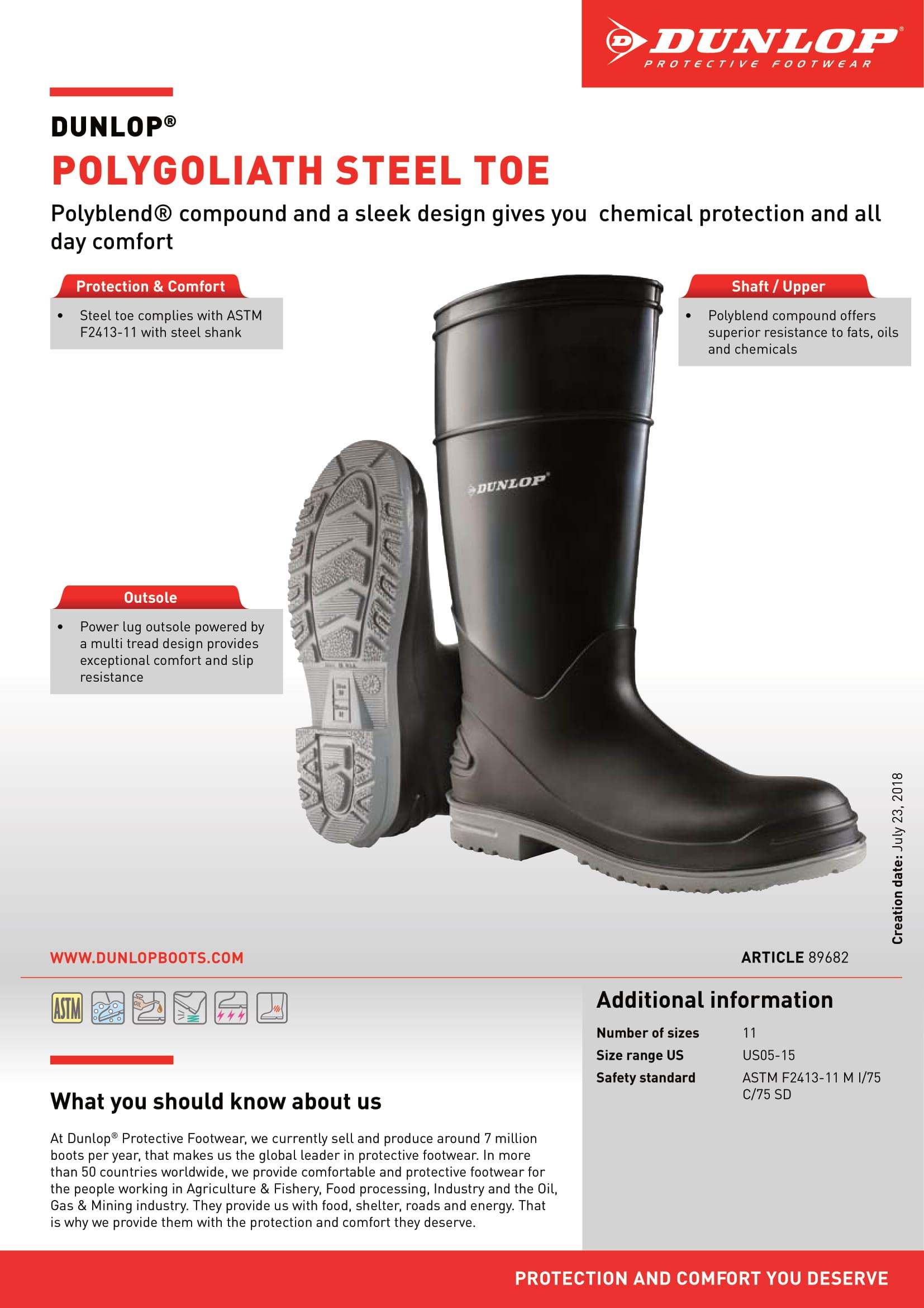 Dunlop Goliath Steel Toe Work Boots - 100% Waterproof PVC Safety Shoes with DURAPRO Comfort Insoles | Lightweight & Durable for Construction, Warehouse & Outdoor Work | US Size 8 (Model 8968200.08)