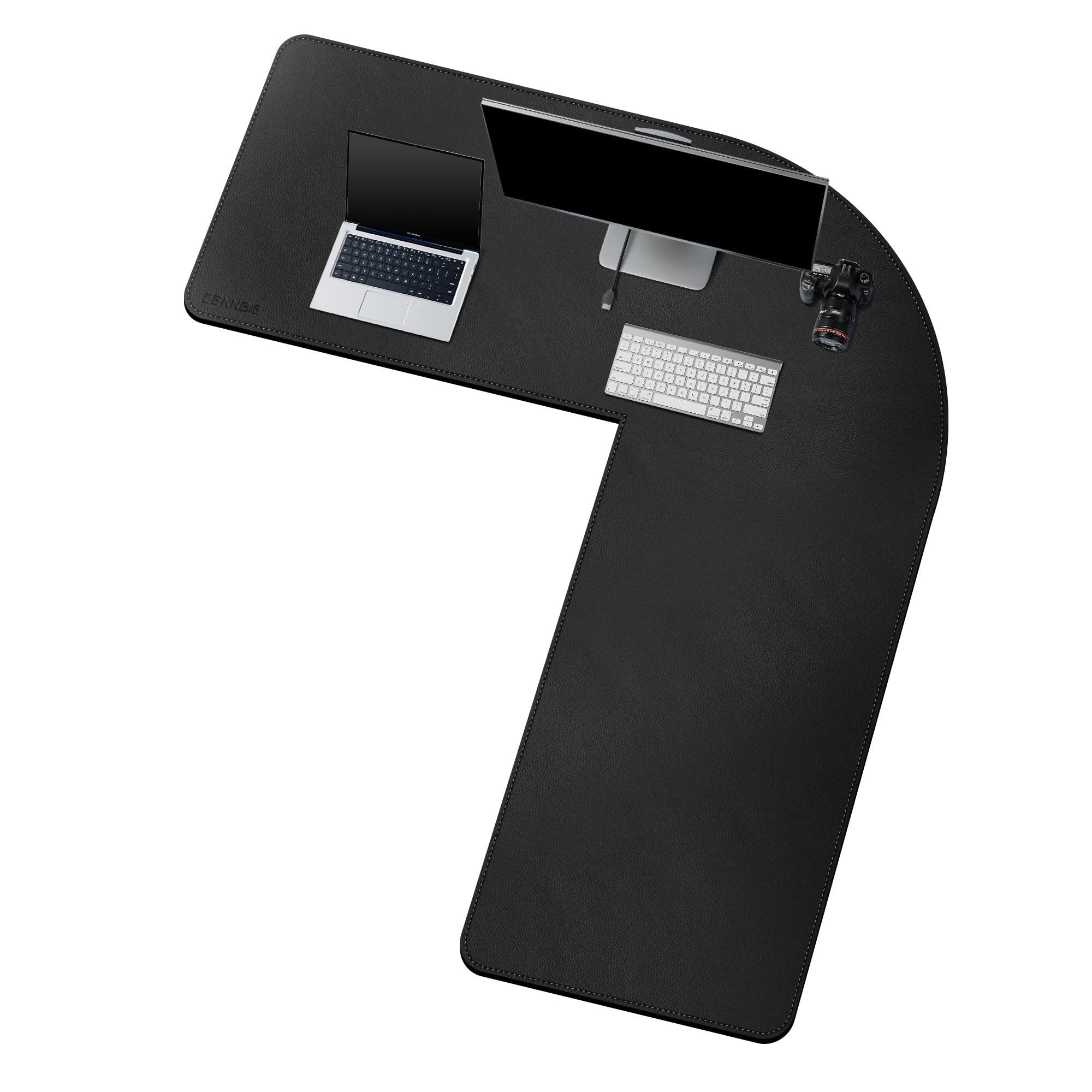 L-Shaped Leather Desk Pad - 35.5x43.3in Waterproof Gaming & Office Mat for Home Workspace