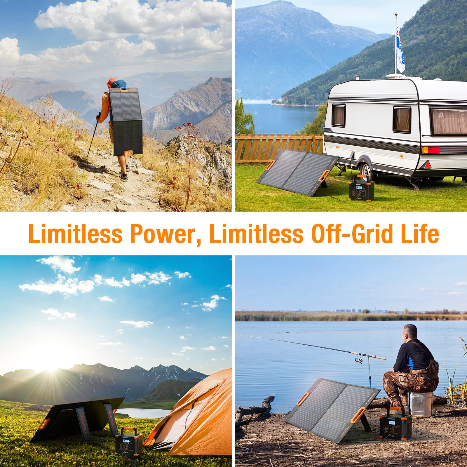 100W Portable Solar Panel for Power Station Generator - 20V Foldable Solar Charger with High-Efficiency Battery - Perfect for Outdoor Camping, Van Life, RV Trips & Emergency Power Supply