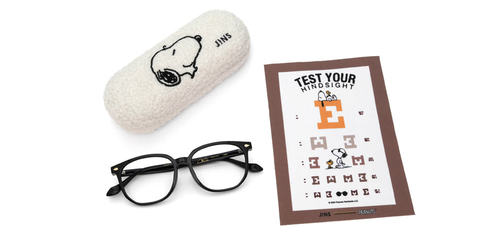 JINS x PEANUTS 086 Resting Eyeglasses - Stylish Snoopy & Woodstock Design for Men & Women - Perfect for Reading, Working & Daily Use