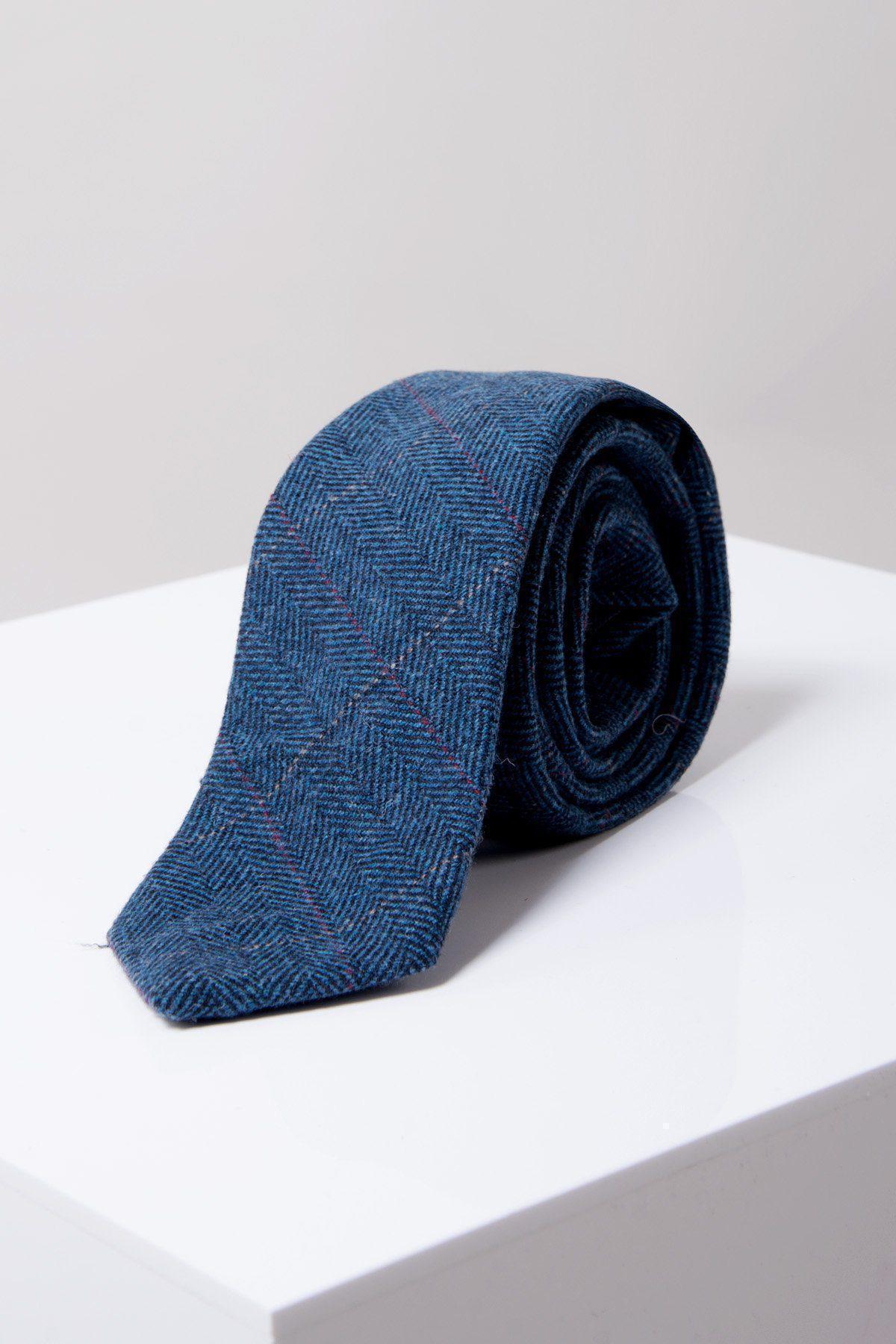 DION Blue Tweed Check Tie for Men - Classic Stylish Necktie for Business, Wedding & Formal Occasions