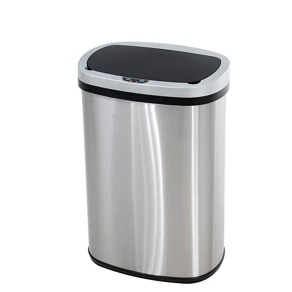 13 Gallon Automatic Touchless Stainless Steel Trash Can - Motion Sensor Smart Kitchen Garbage Bin with Lid, Hands-Free Auto Open/Close Waste Bin for Office, Bedroom, Bathroom (Silver) | Perfect for Modern Homes & Commercial Spaces