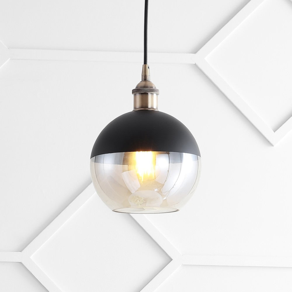 Nixon 7.5 Inch Adjustable Drop Globe LED Pendant Light - Modern Metal & Glass Ceiling Fixture for Kitchen Island, Dining Room, or Bedroom Lighting